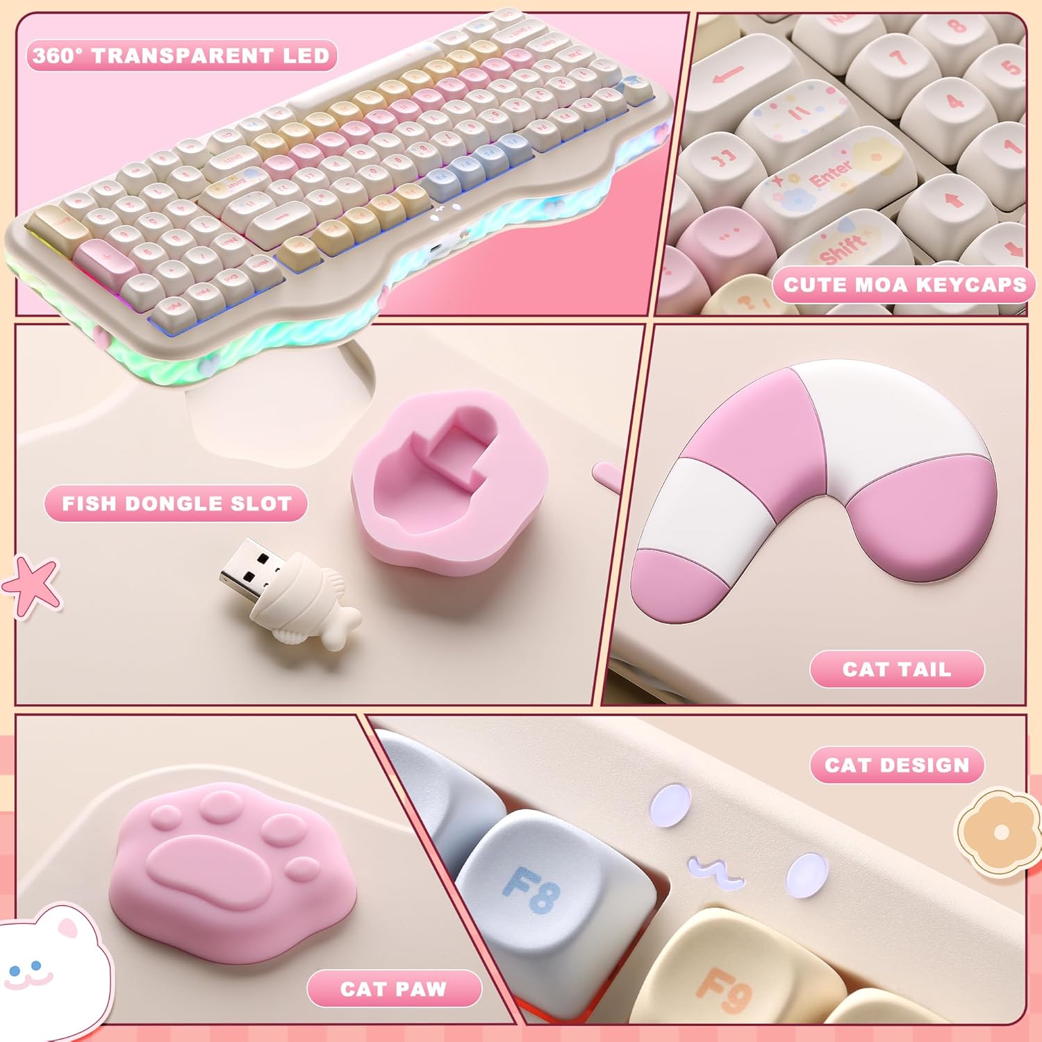 Thumbnail 6 de YUNZII C98 Wireless Mechanical Keyboard with 99-Key Pad (Beige, Milk V2 Linear Switch)
