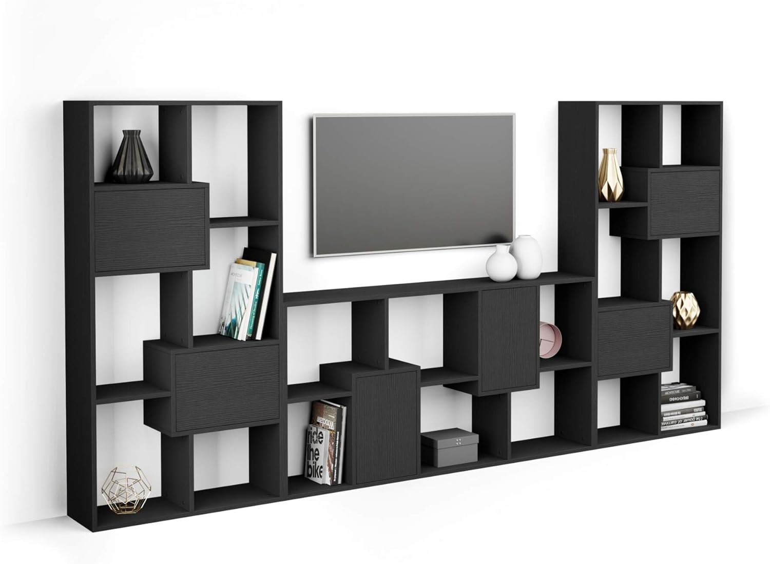 Thumbnail 6 de Mobili Fiver Mur TV Iacopo — Noyer américain avec Portes, meuble TV design jusqu’à 65