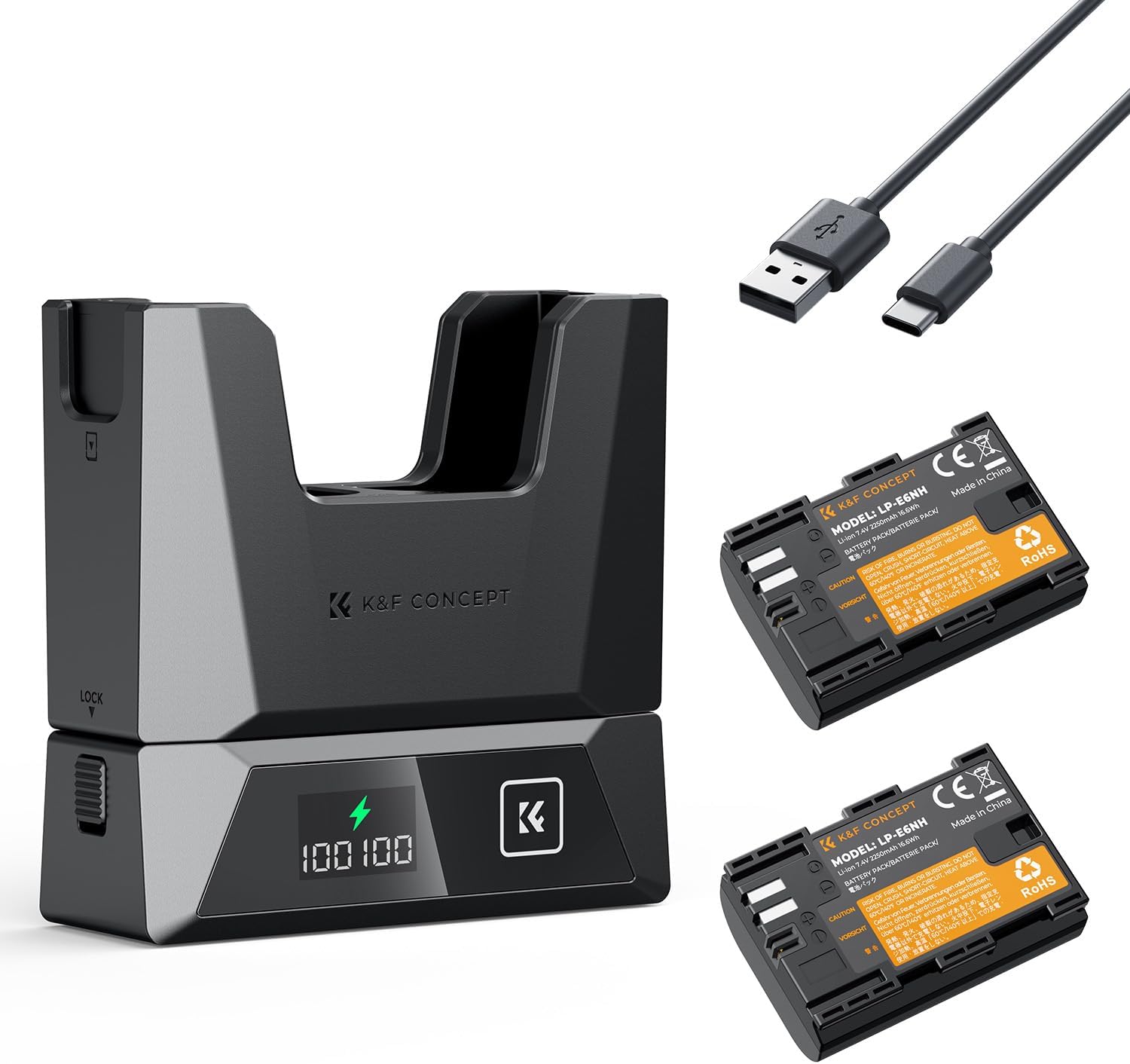 Detalle de K&F CONCEPT LP-E6NH 2600 mAh doppia batteria