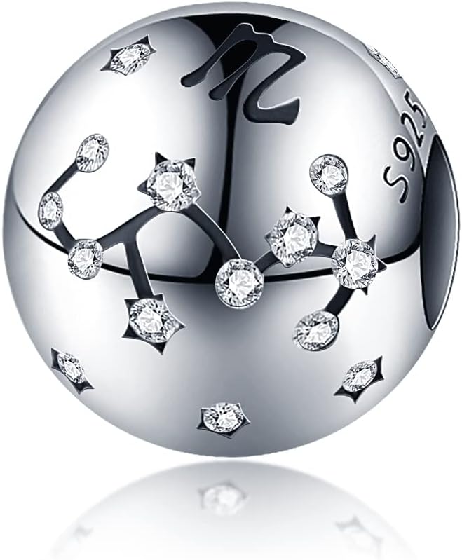 Detalle de KUNVONIC Charm Anhänger Sternzeichen – 925 Sterling Silber, Pandora-kompatibel