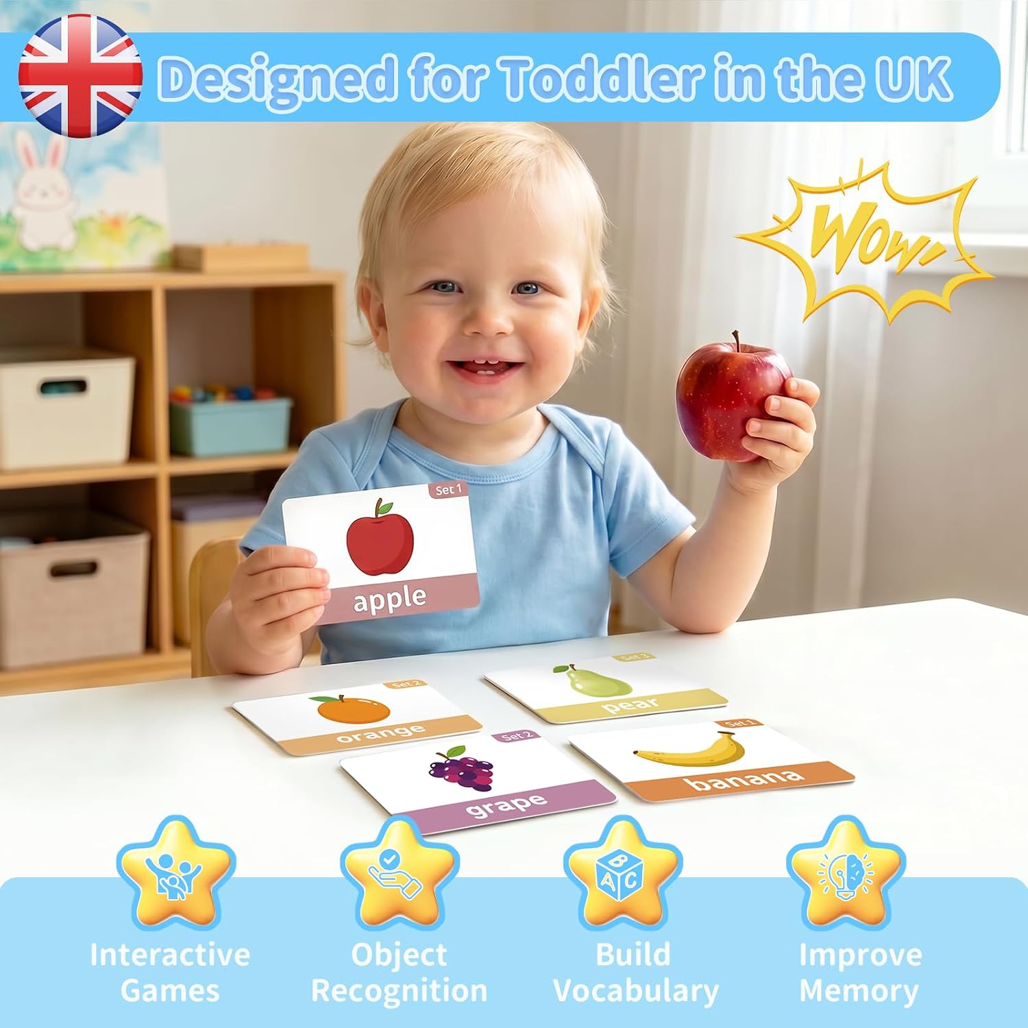Thumbnail 1 de Draome Phonics Flash Cards for Toddlers – 120 First Words for Ages 1–3
