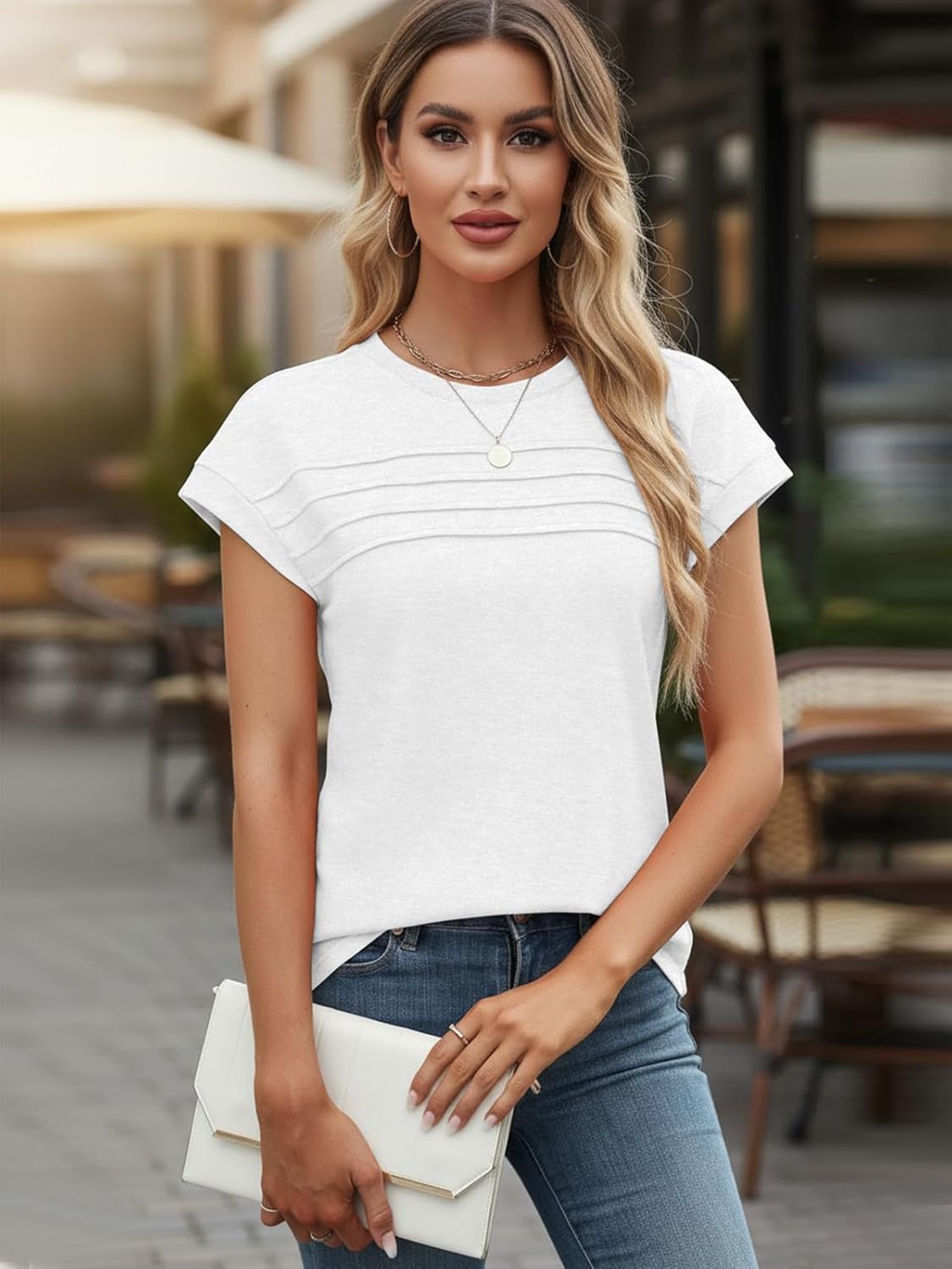 Detalle 2 de Cuptacc T-Shirt Damen Sommer Rundhals