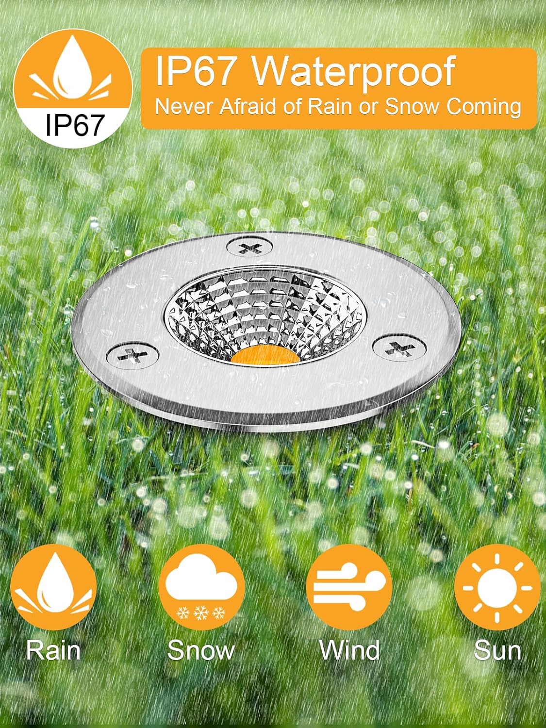 Detalle de ZUCKEO 3W 12-24V In-Ground LED Well Lights, 8-Pack, Warm White, IP67