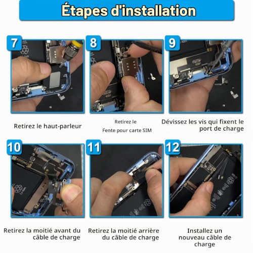 Thumbnail 6 de ZHUROUPU Connecteur de Station d'accueil pour iPhone XR 6,1" (2018) – Kit de réparation et accessoires