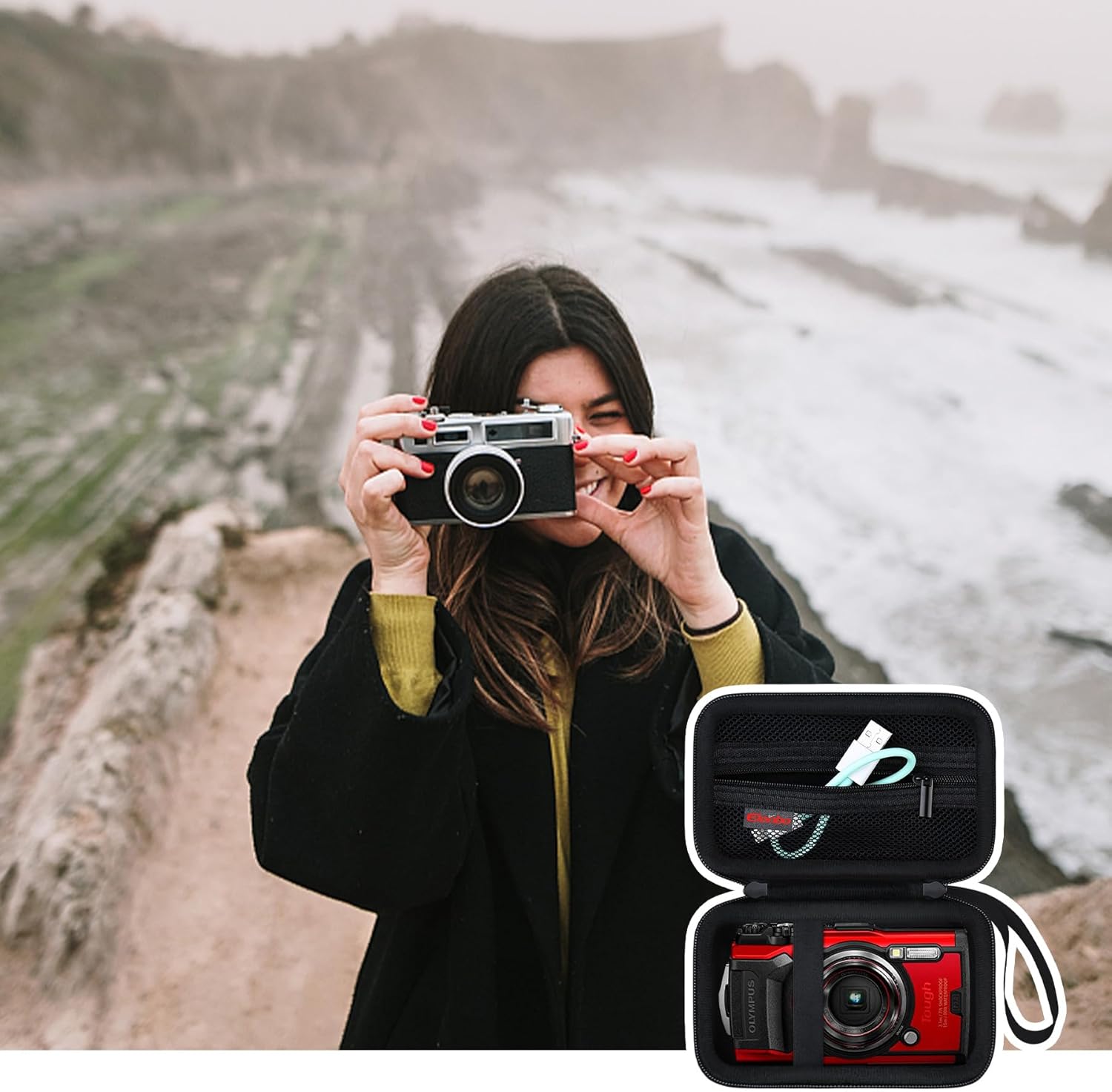 Thumbnail 6 de Elonbo Carrying Case for Canon PowerShot V1 / SX740 HS / G7 X Mark II & Mark III — hard EVA travel bag (black)