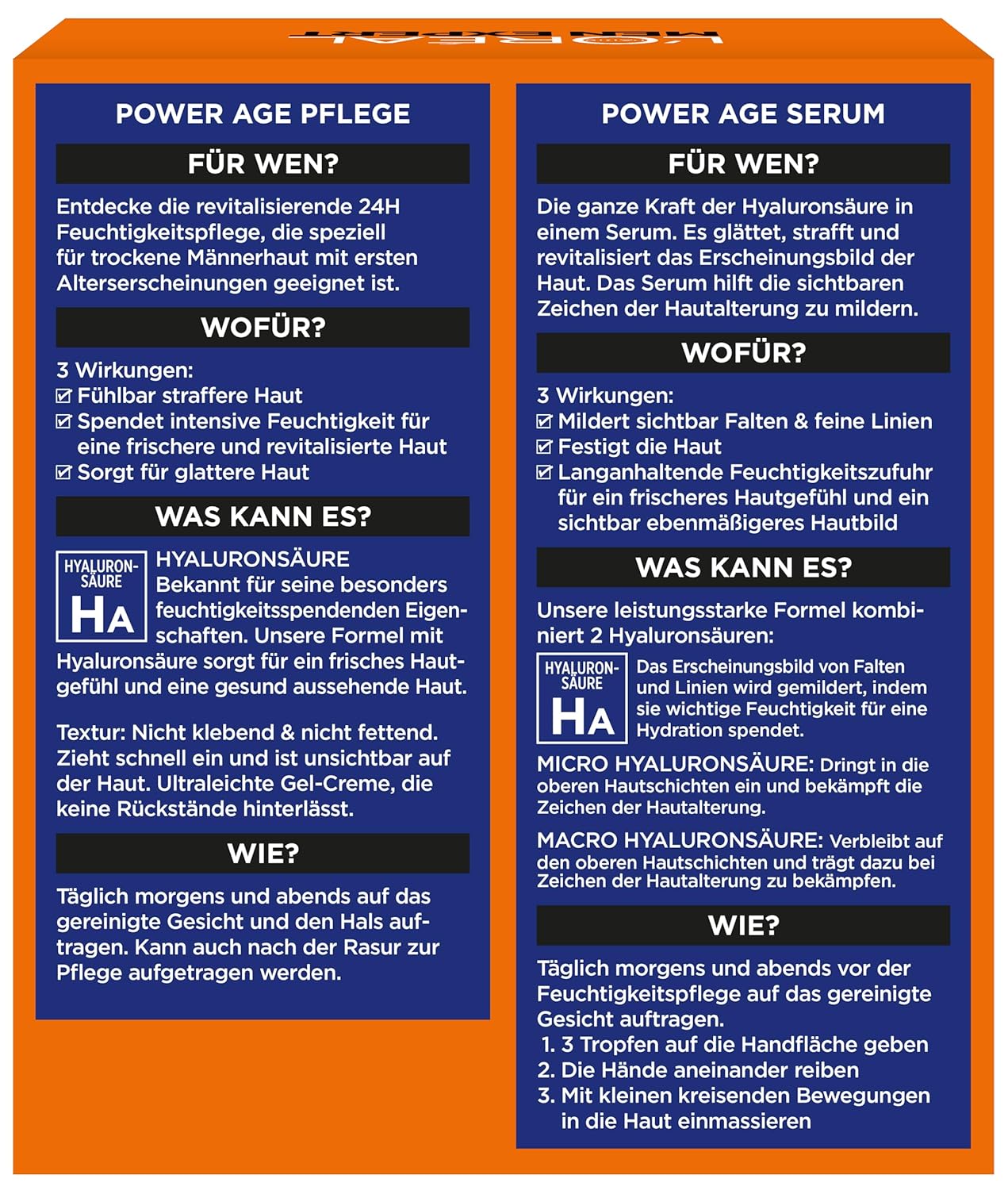 Detalle de L'Oréal Men Expert Power Age Pflegeset gegen Falten – Feuchtigkeitspflege (50 ml) + Serum mit Hyaluronsäure (30 ml) für Männer