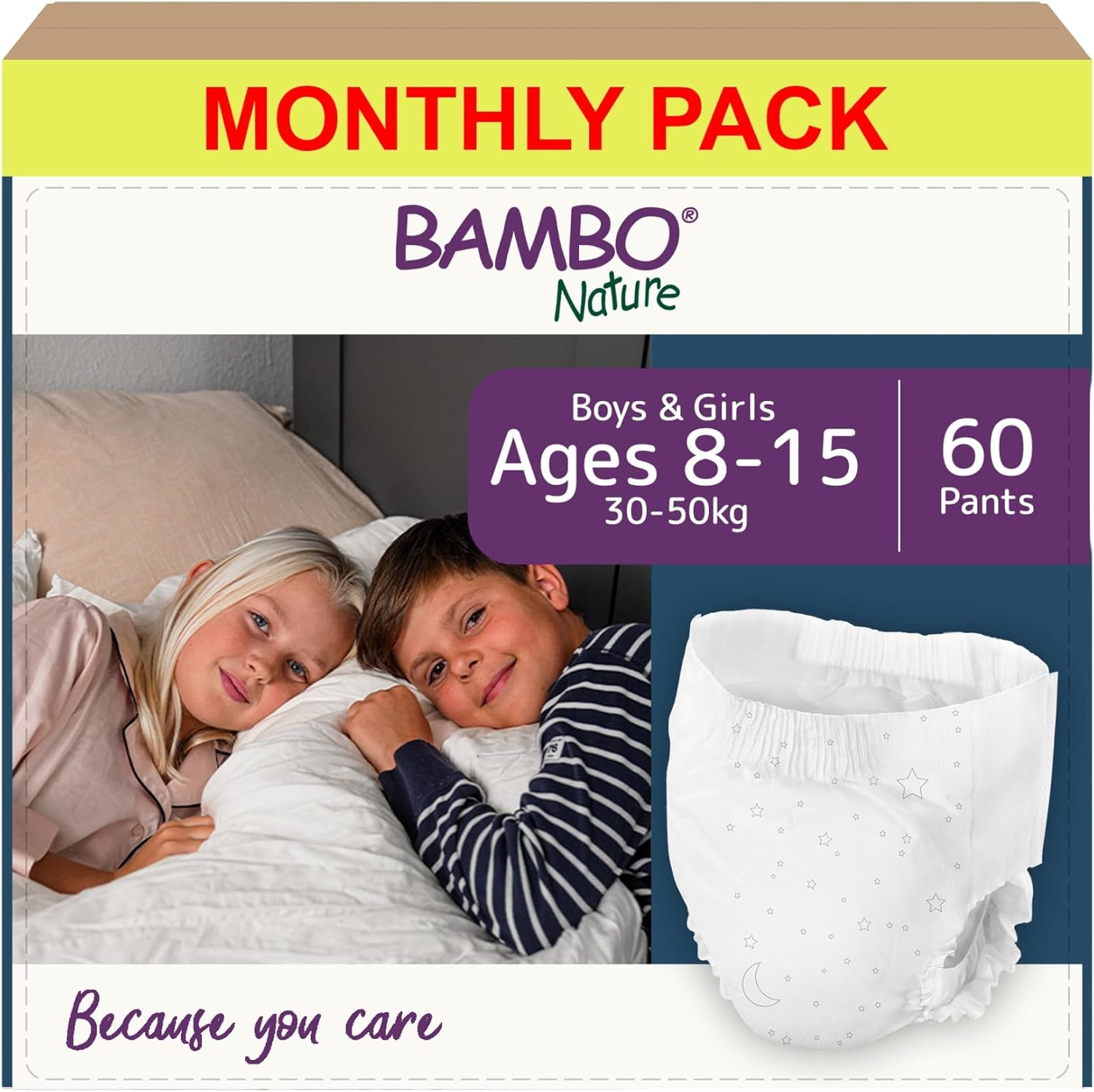 Detalle de Bambo Nature Dreamy Night Pants Nappies (Pull-Up) for children 8–15, 35–50kg – 60 pack