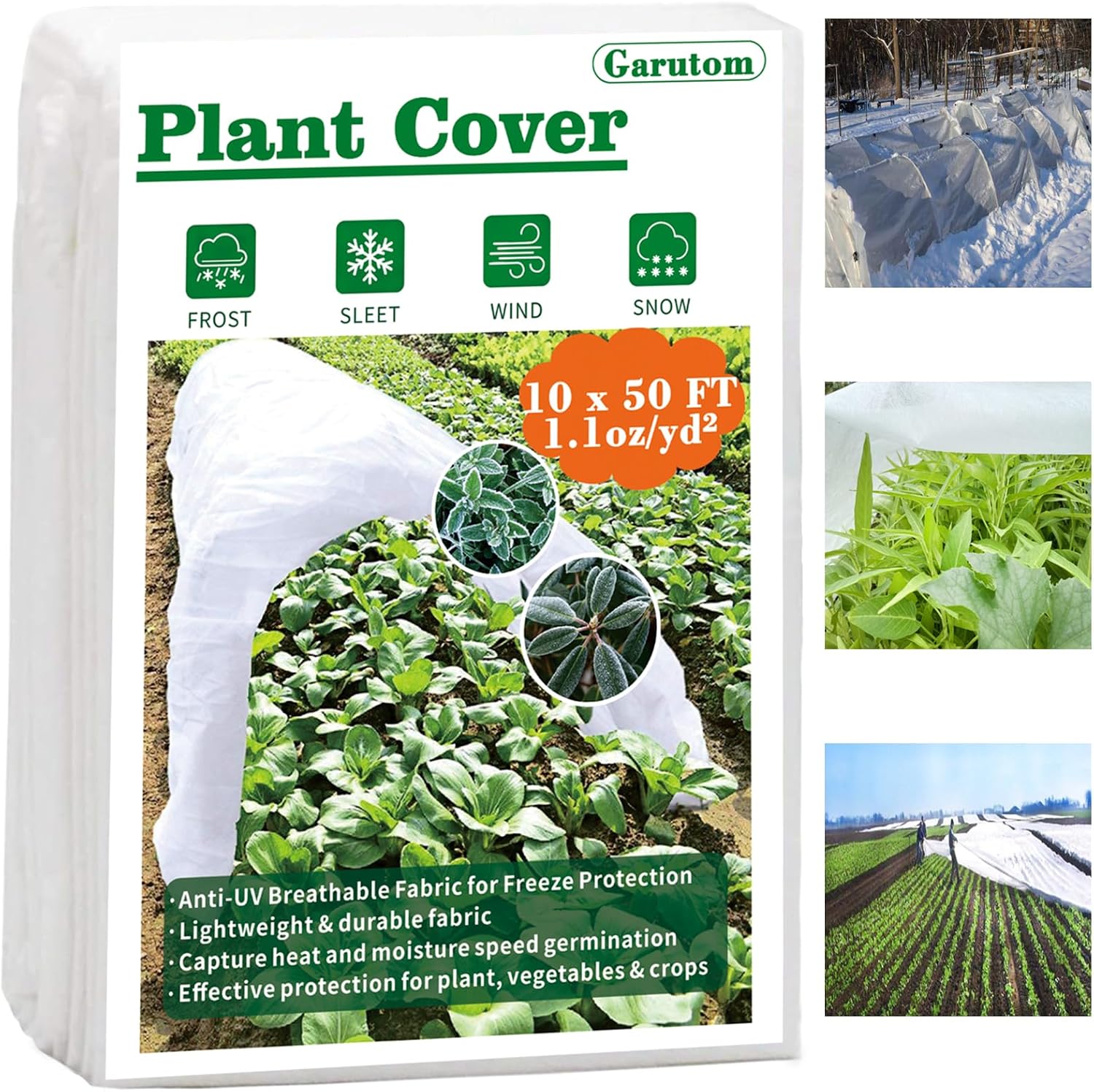 Detalle de Garutom PLANT COVER 10x50 ft Frost Cloth, 1.1 oz/yd², 10 ft x 50 ft