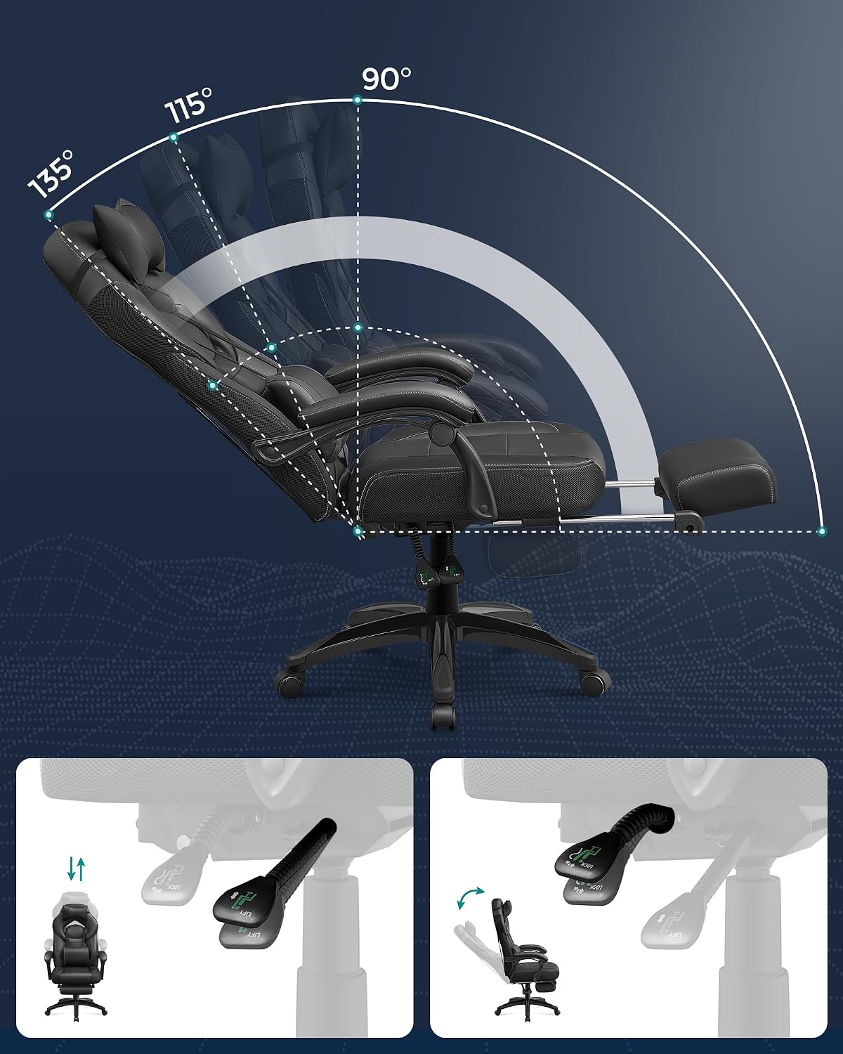 Detalle de SONGMICS Sedia Gaming OBG077B01 ergonomica