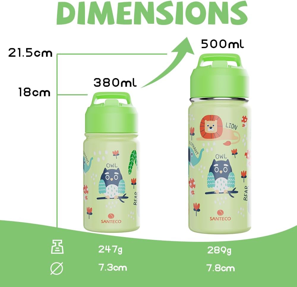 Thumbnail 4 de SANTECO Botella infantil isotérmica 500ml con pajita 🚰