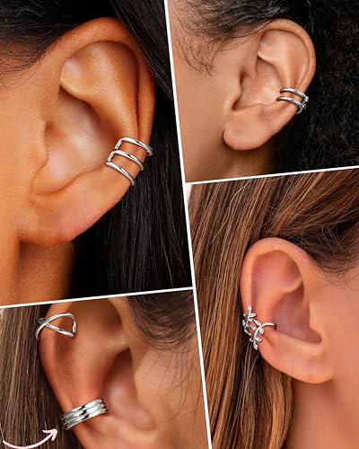 Detalle de ORAZIO 20er Ear Cuff Set – Damen Ohrmanschetten aus Kupfer, 14K-Goldbeschichtung, 3 Farben