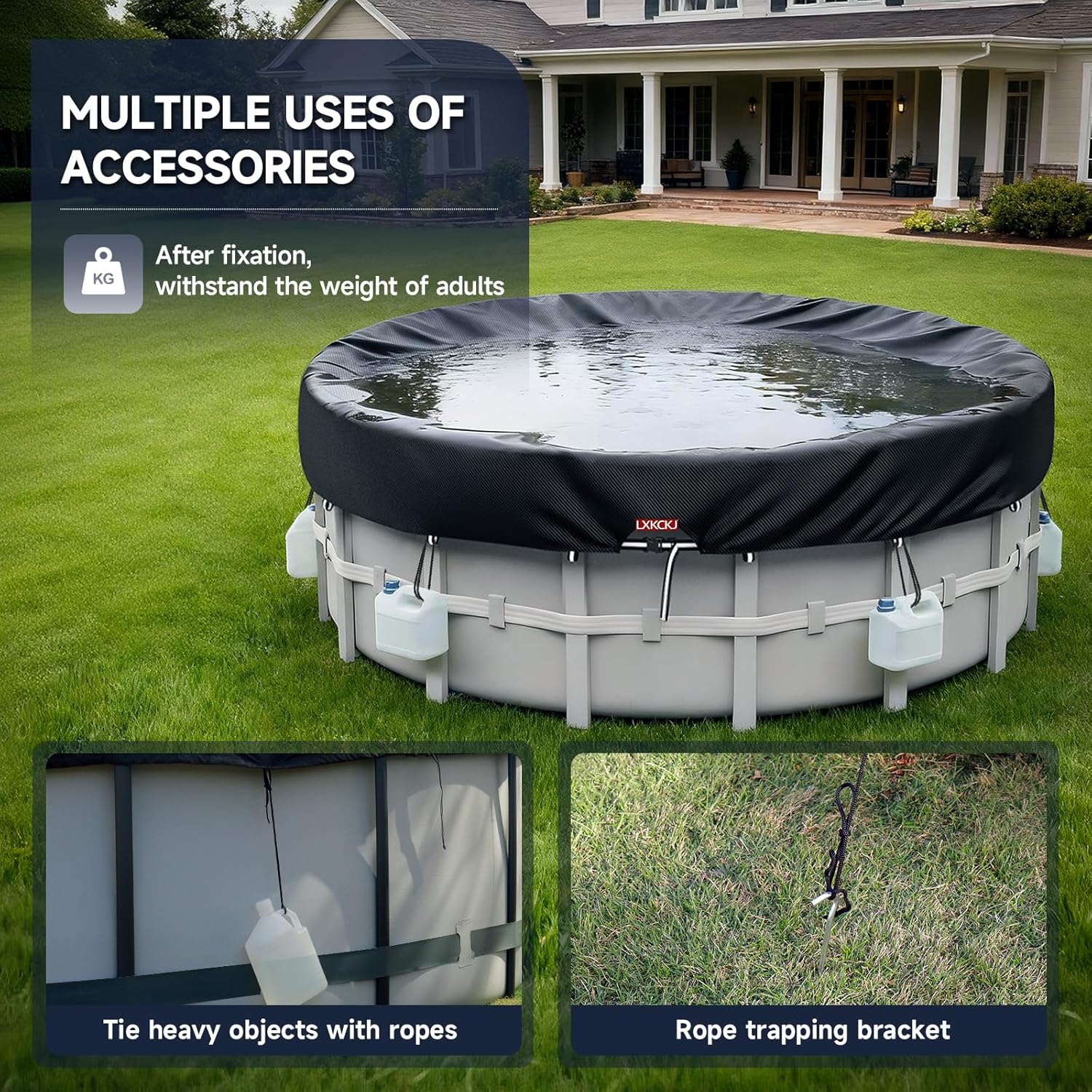 Thumbnail 5 de LXKCKJ 12 Ft Round Solar Pool Cover: Practical Protection with Drawstring Stability