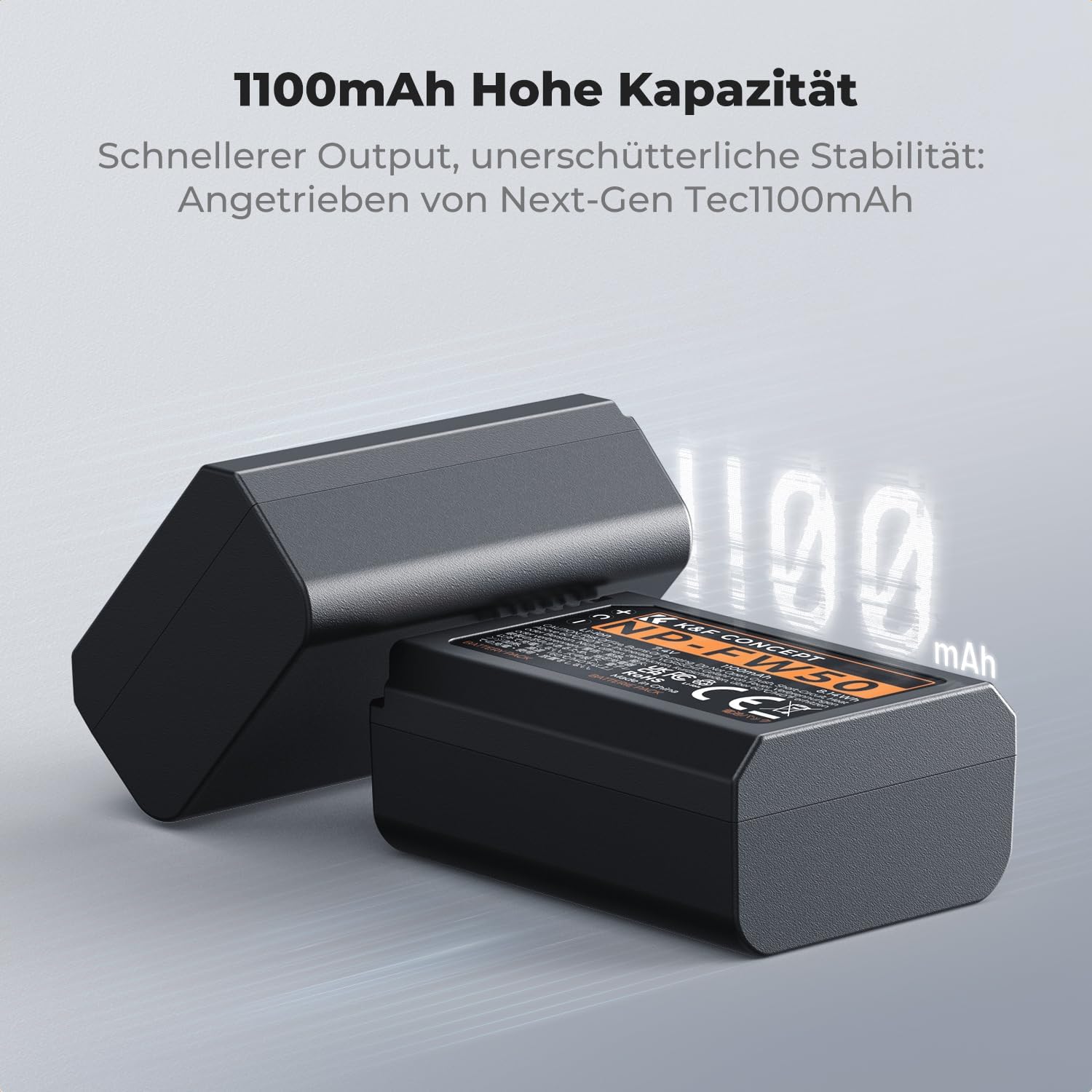 Thumbnail 2 de K&F CONCEPT NP-FW50 Kameraakku Ladegerät – 2er-Set 1100 mAh inkl. Dual-Ladeoption (Typ-C/USB-A) für Sony