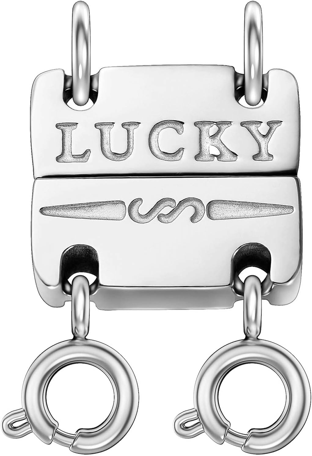Detalle de OHINGLT 01 Lucky Magnetic Necklace Layering Clasp, Double-Silver Stainless Steel