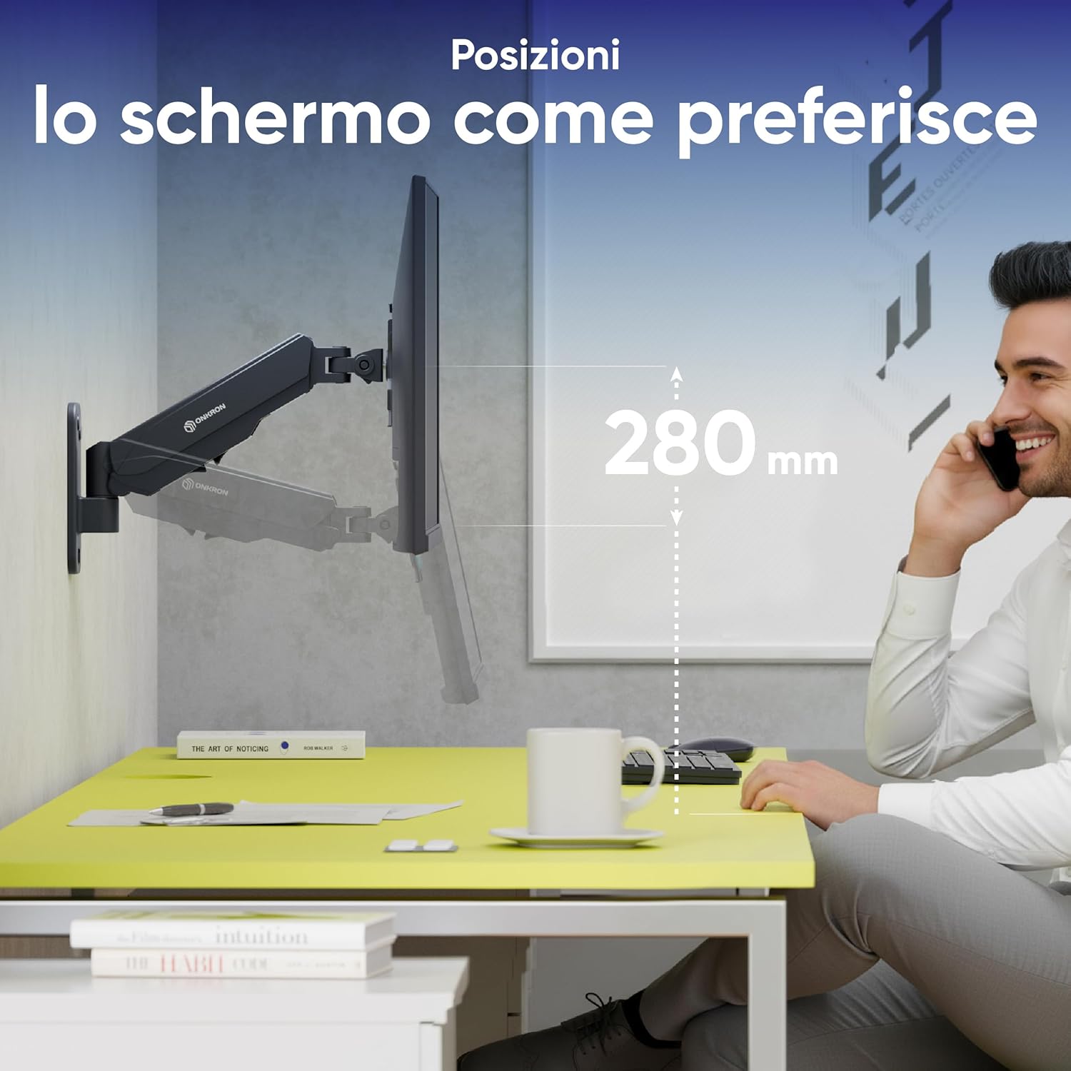 Thumbnail 3 de ONKRON Braccio Monitor e TV da Parete G120-B 13–34 pollici (VESA 75x75/100x100) inclinabile e orientabile, nero