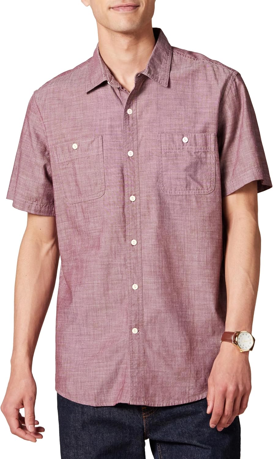 Thumbnail 6 de Amazon Essentials Herren Chambray-Hemd mit kurzen Ärmeln (normale Passform)