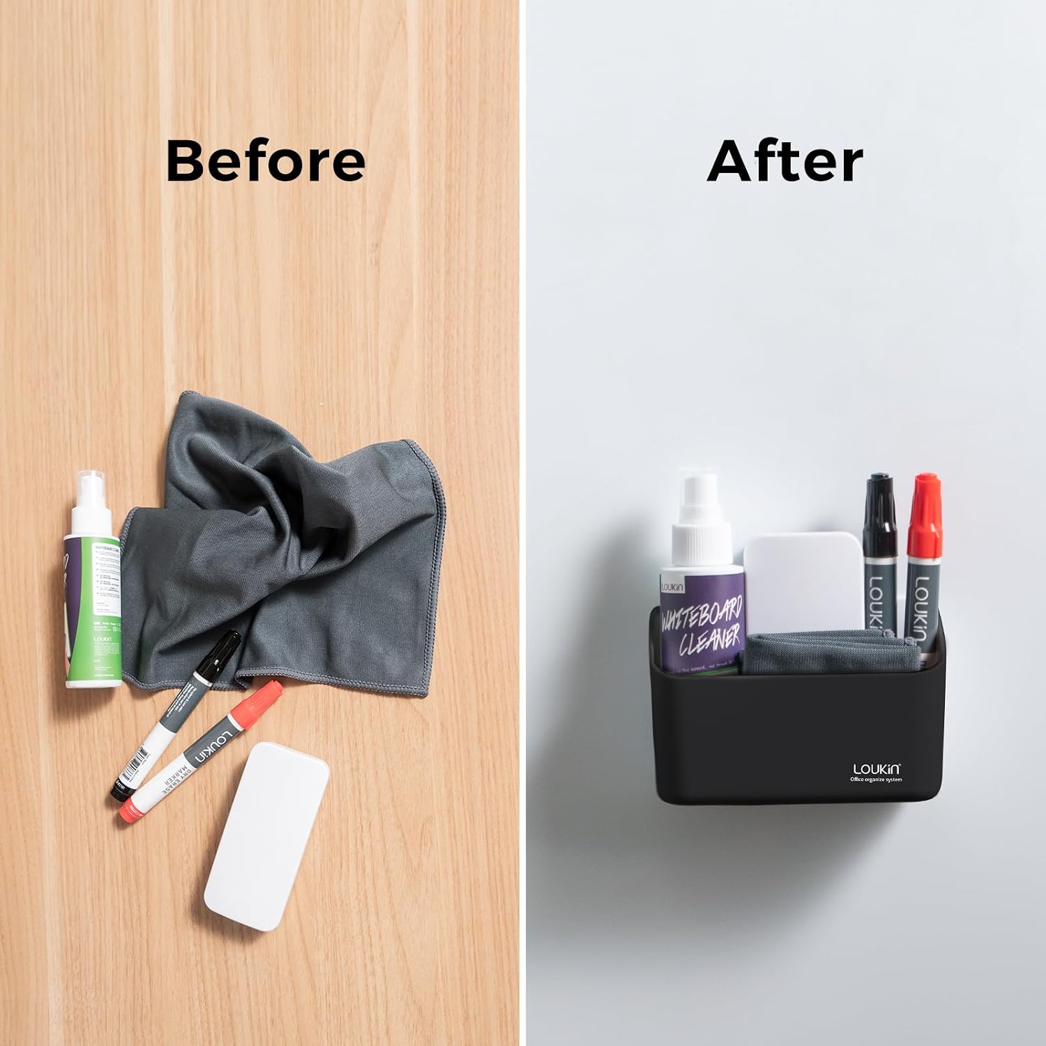 Detalle de loukin Magnetic Marker & Remote Control Organiser (Black) for Whiteboards and Fridges