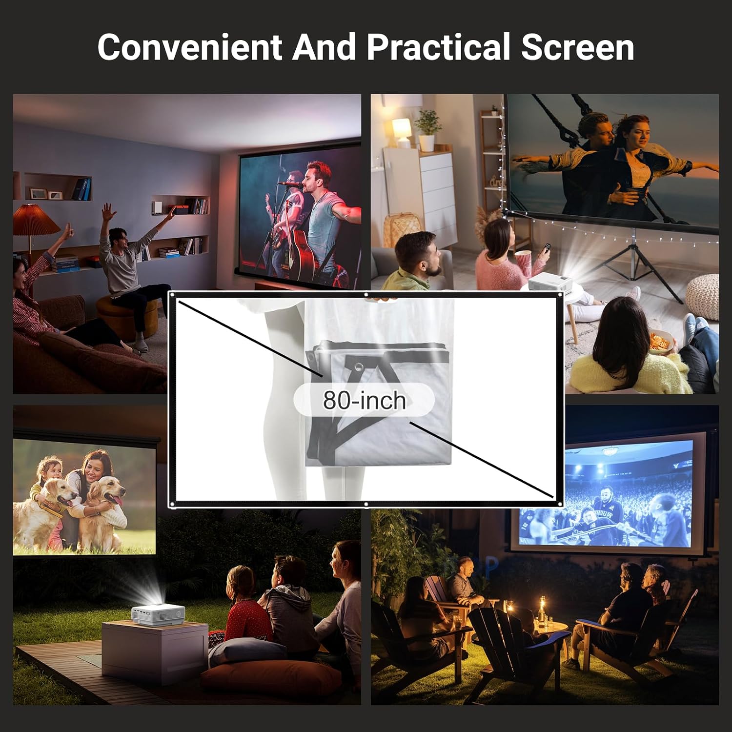 Detalle de GKLPO Mini Projector with 80-Inch Screen, 50% Zoom and Bluetooth 5.2