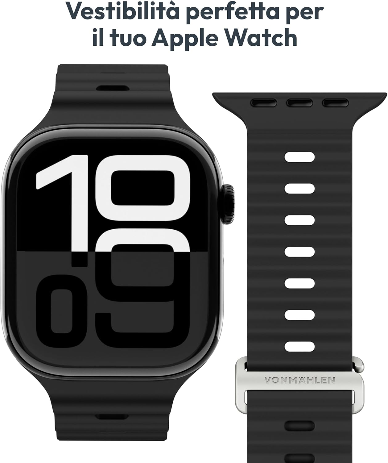 Thumbnail 5 de VONMÄHLEN Wave Band 2: cinturino impermeabile in silicone riciclato per Apple Watch, design sportivo e vestibilità sicura