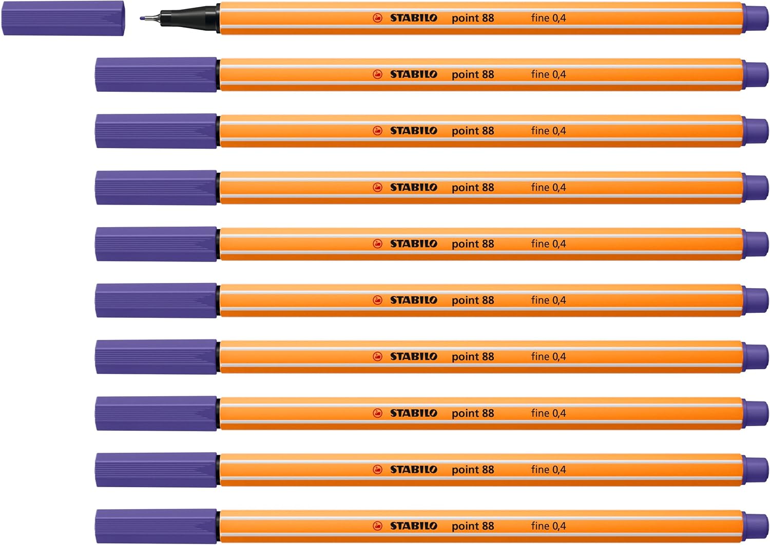 Detalle de STABILO point 88 finelinerpenna, 0,4 mm, violett bläck, 10-pack
