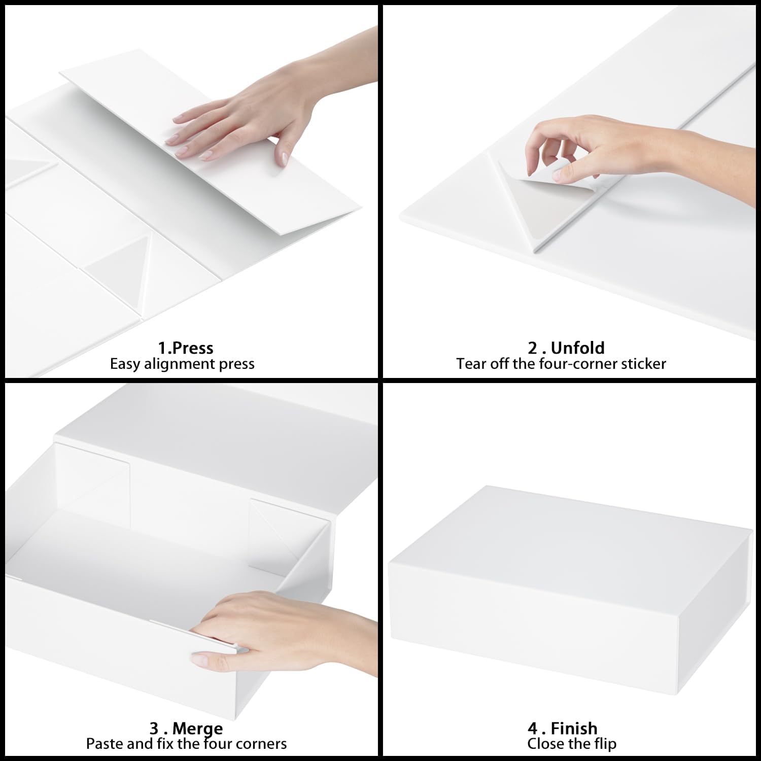 Detalle de ROSTELACK White Magnetic Gift Boxes, 5-Pack, 11.9" x 8.5" x 3.3