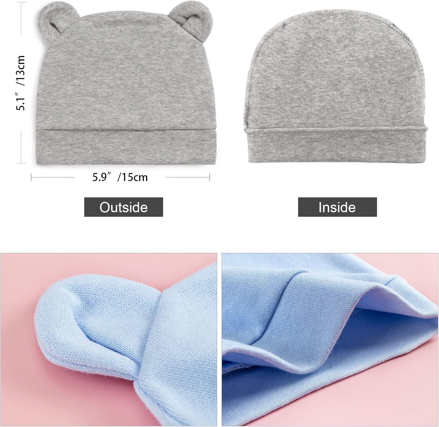 Thumbnail 6 de DRESHOW Baby Beanie: Soft Knit Hat with Bear Ears for Newborns and Toddlers