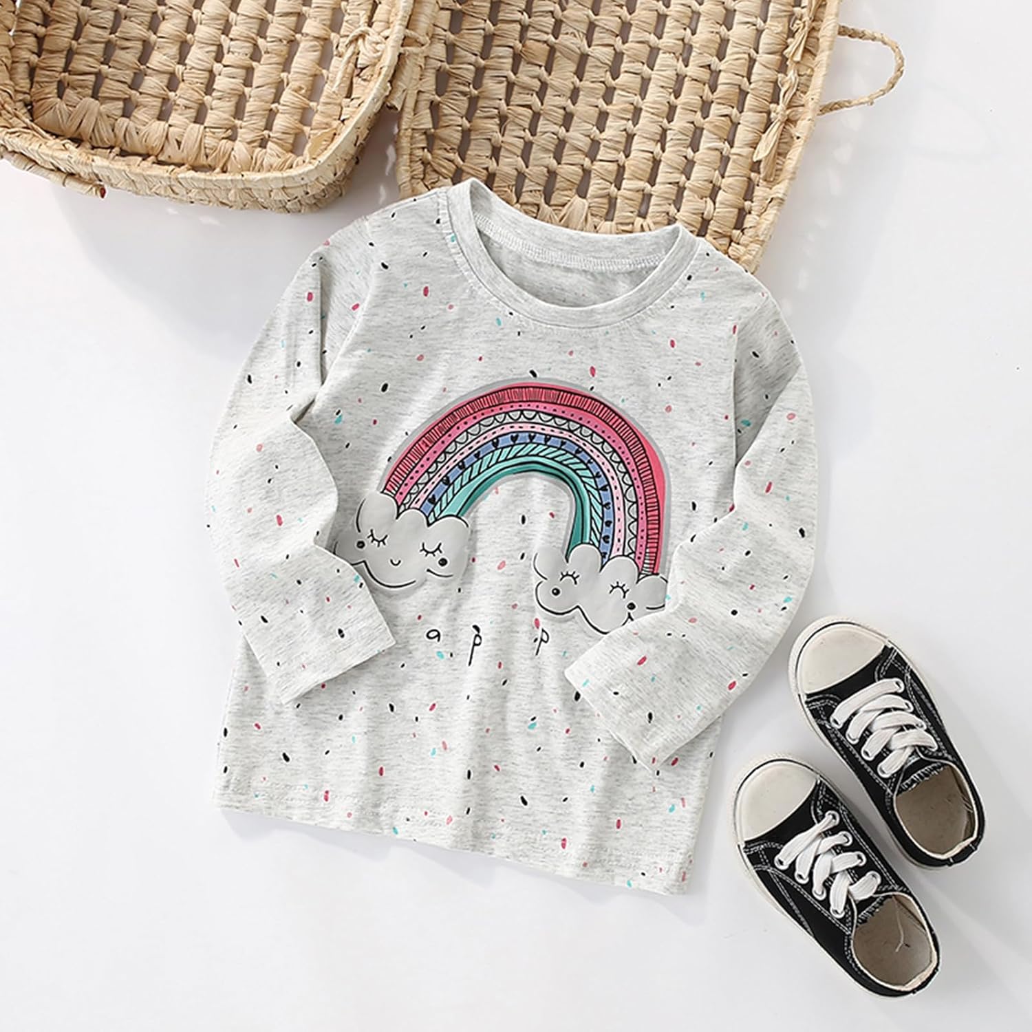 Detalle de Mädchen Langarmshirt Baumwolle Einhorn – weicher Pullover für 2–7 Jahre, Gr. 92–122