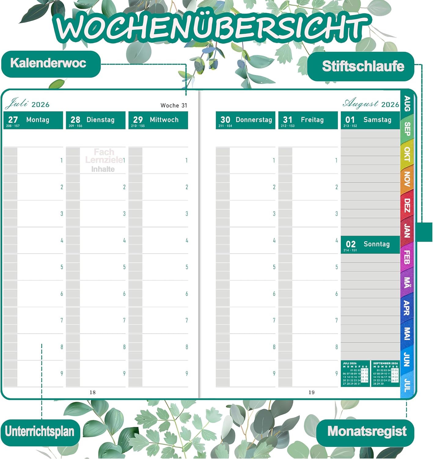 Thumbnail 3 de Wochenkalender A5 mit Monatsübersicht 📒