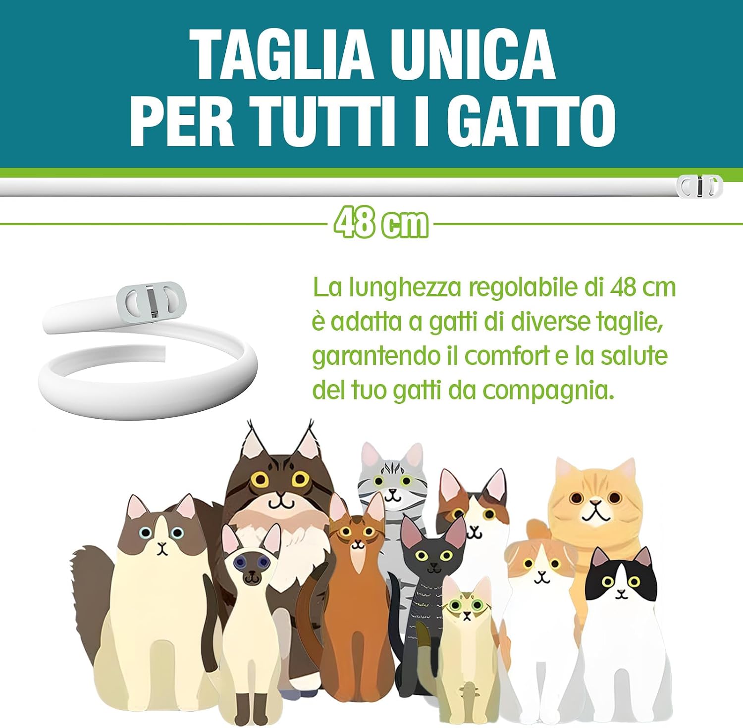 Detalle de Collare Antiparassitario per Gatti: Sicuro, Naturale e a Lunga Durata (48 cm)