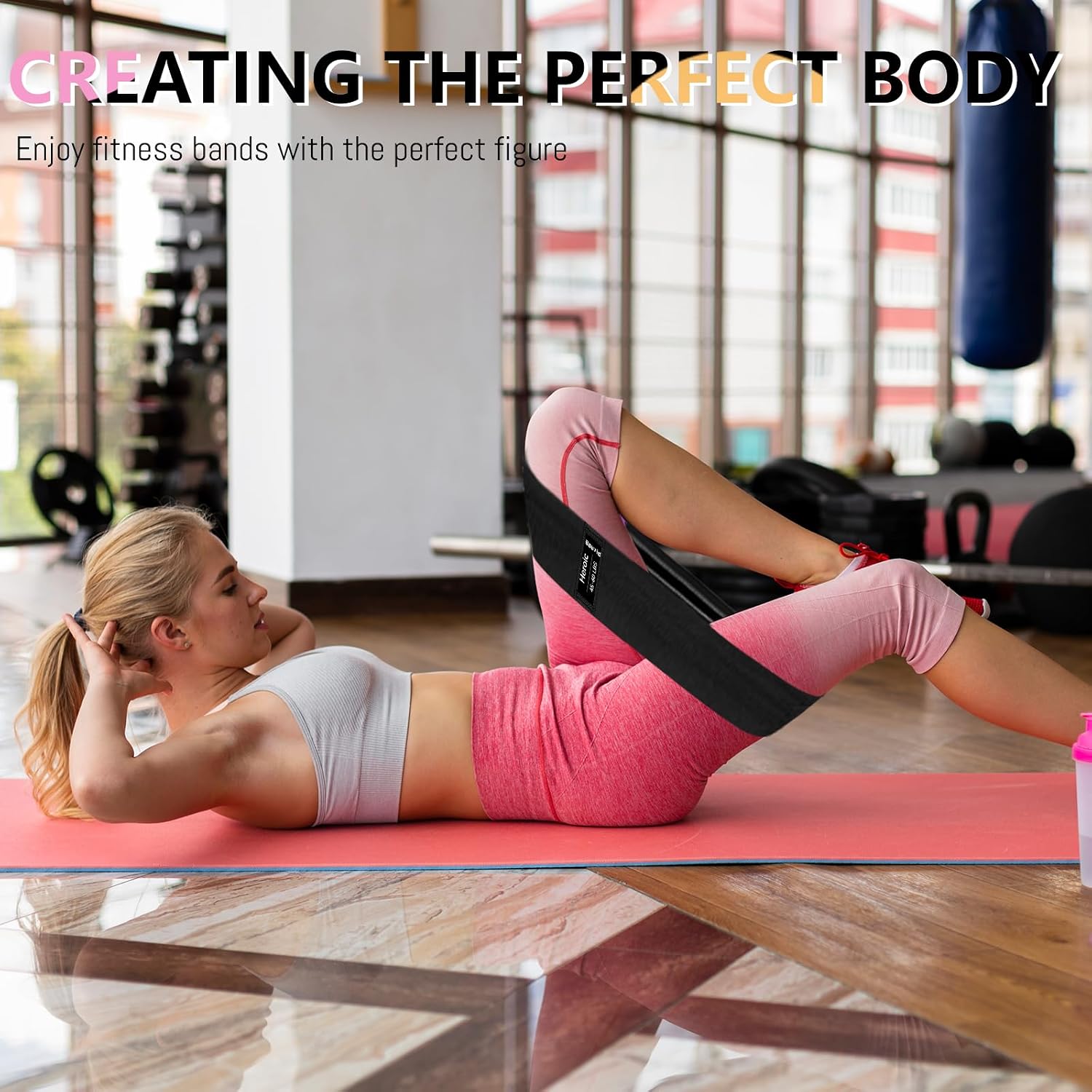 Thumbnail 6 de Bourid 4 packs Fabric Resistance Bands, 4 Levels for Leg Training