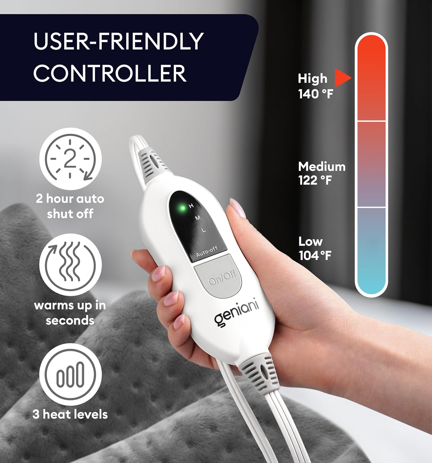 Thumbnail 4 de GENIANI Electric Heating Pad 12×24