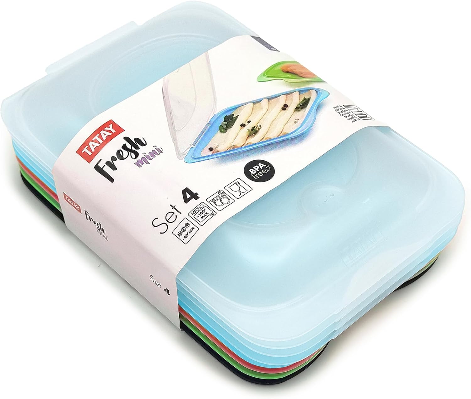 Detalle de TATAY Porta Affettati per Frigorifero Fresh – Set di 4 contenitori impilabili 12x3,1x18 cm