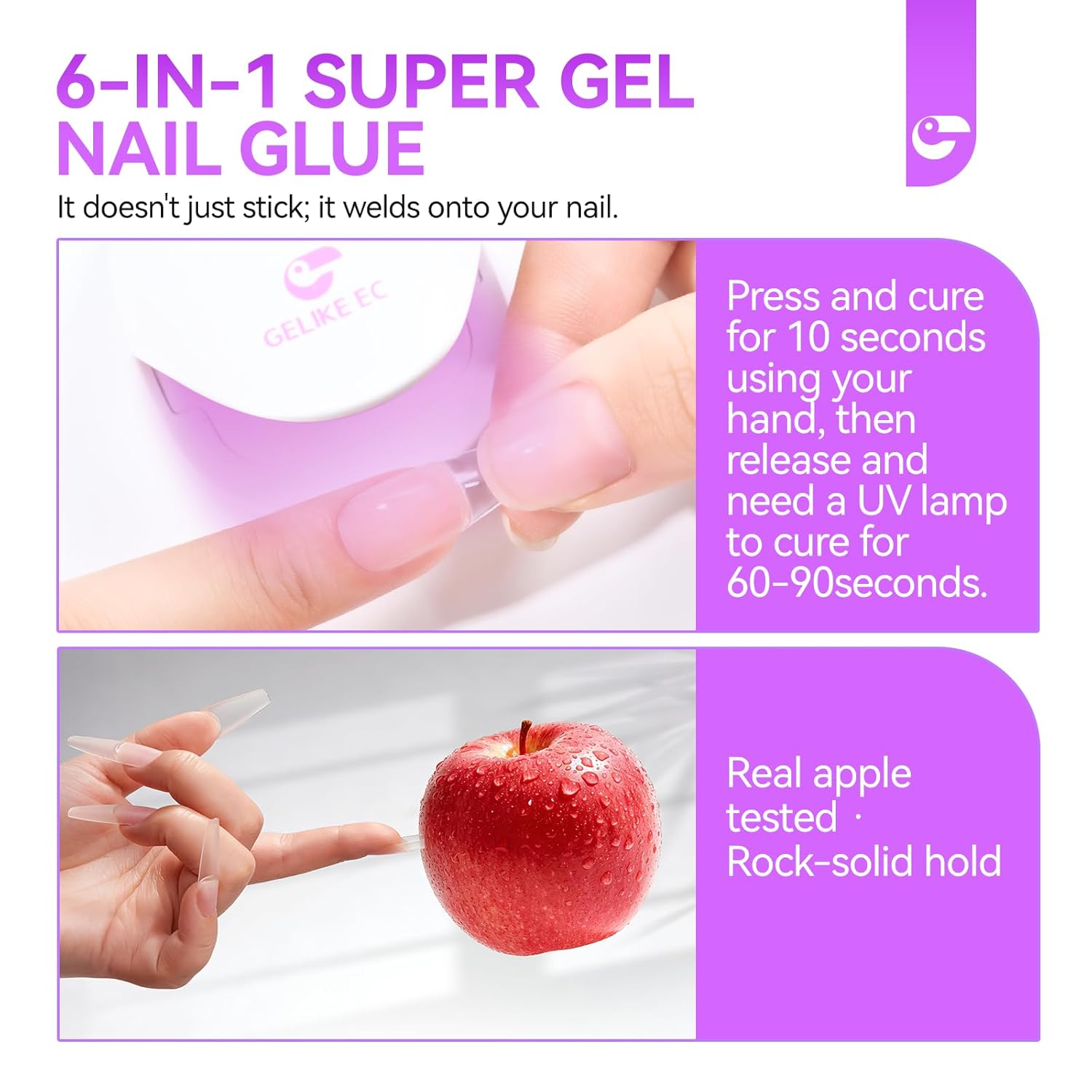 Detalle 2 de Gelike ec Nagelkleber 6 in 1 für Kunstnägel 8 ml