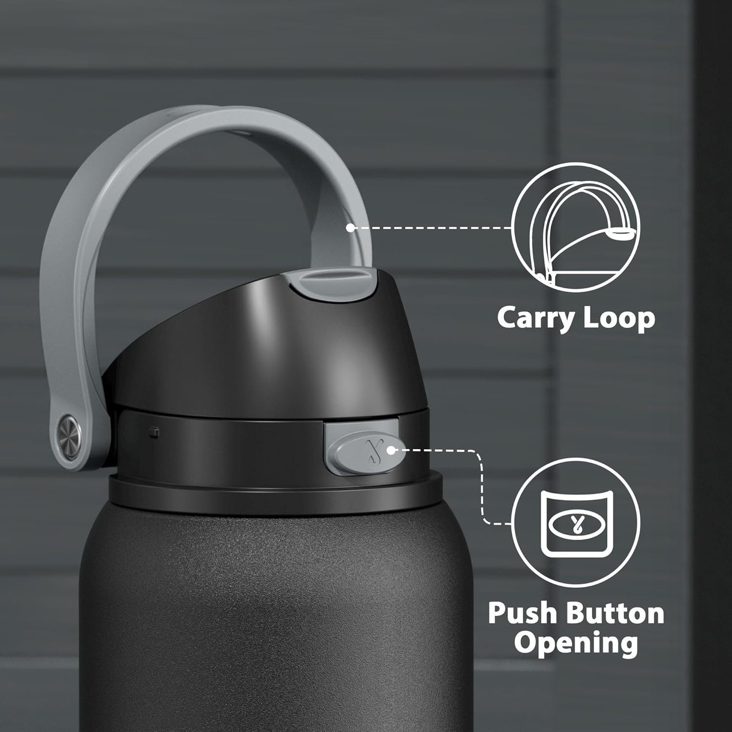 Detalle de Meoky 40 oz Insulated Stainless Steel Water Bottle with 2-in-1 Lid (Leak-Proof, 24-Hour Cold)