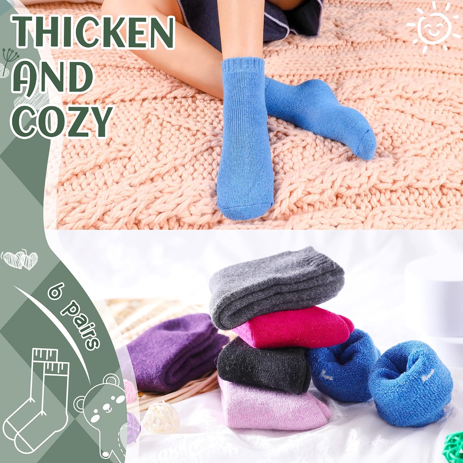 Thumbnail 4 de DoSmart Children's Winter Wool Socks 6 Pairs