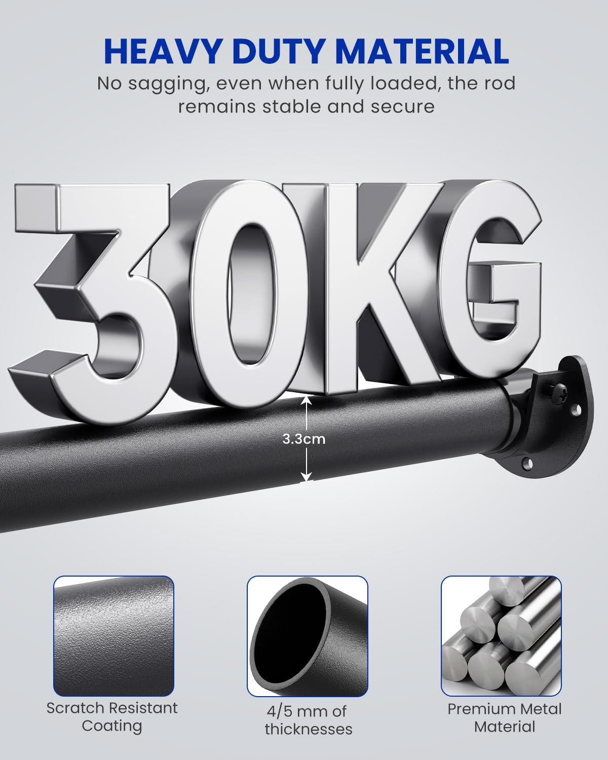 Detalle 2 de Supforce Wardrobe Rail 43–97 cm