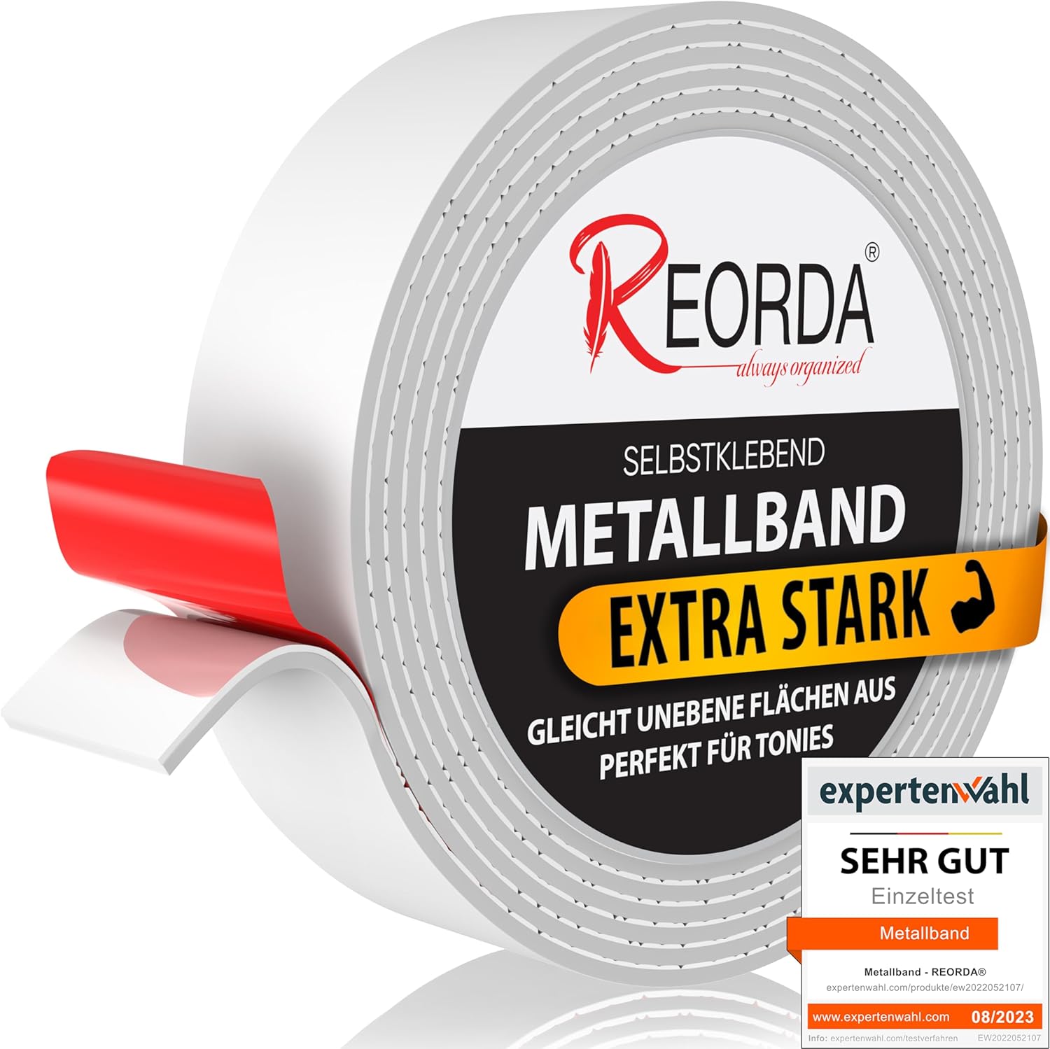 REORDA Metallband selbstklebend Weiß 3 m