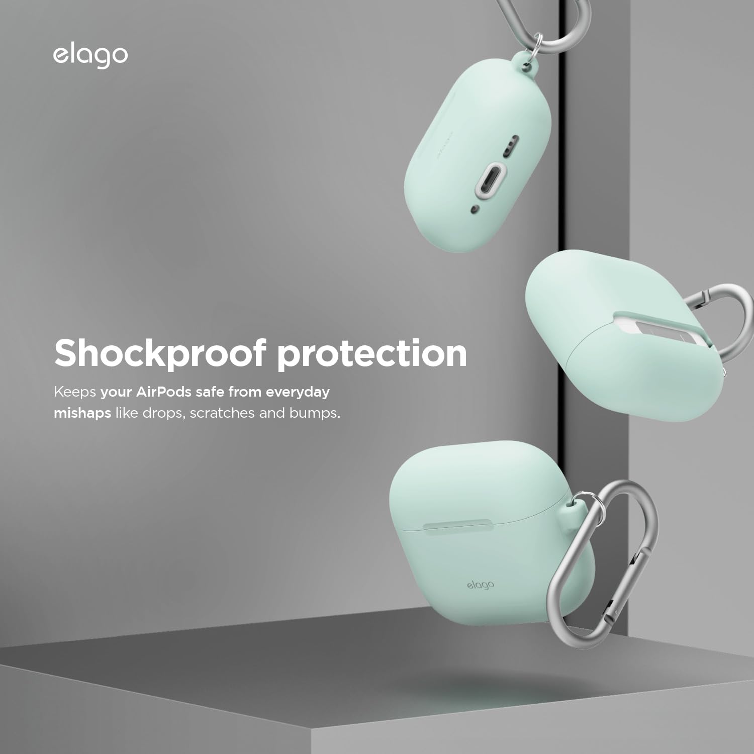 Detalle de elago EAP4SC-HANG-MT Silicone Case for AirPods 4 & 5, Mint