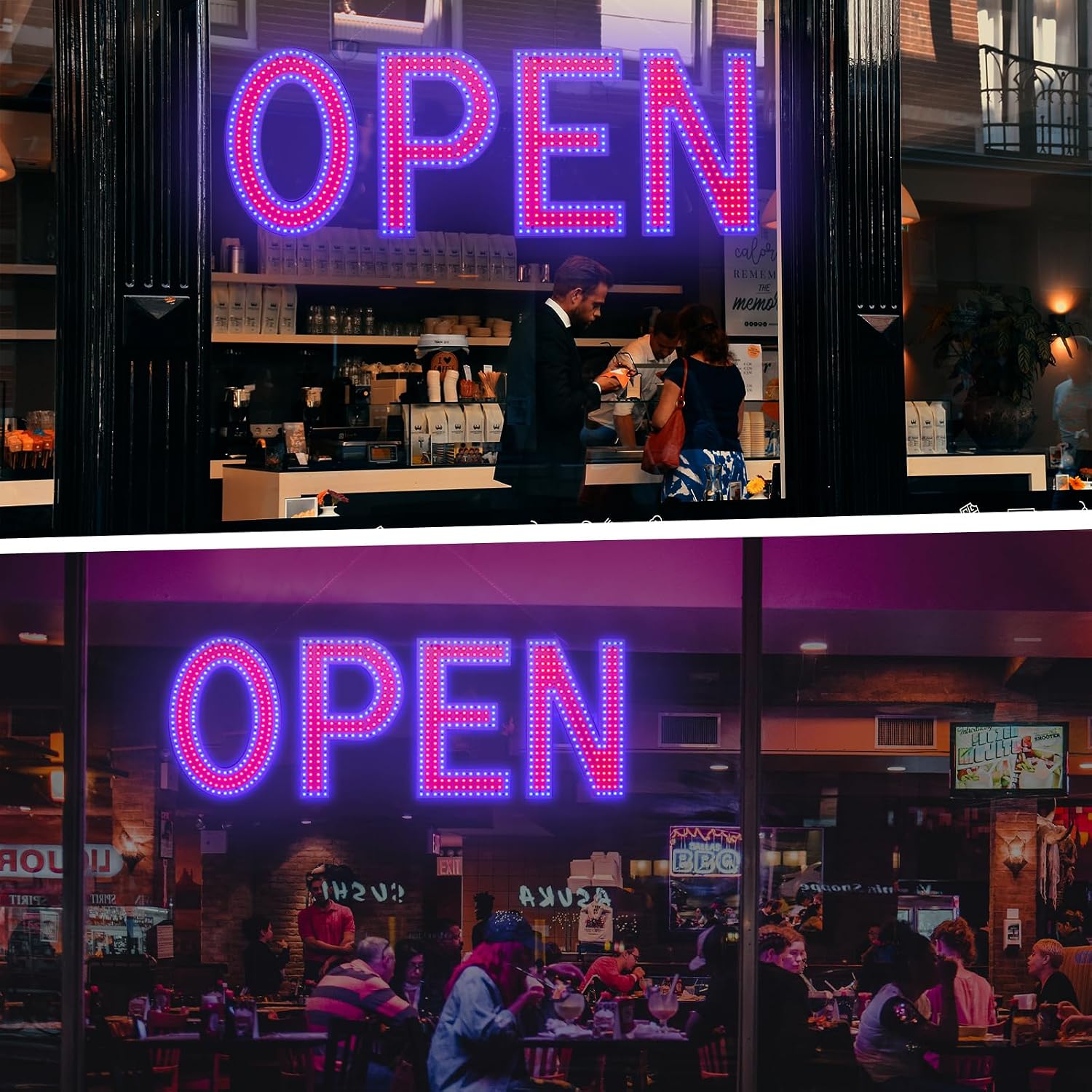 Detalle de Thirdpolite 40"x14" LED Open Sign, Dimmable Red and Blue