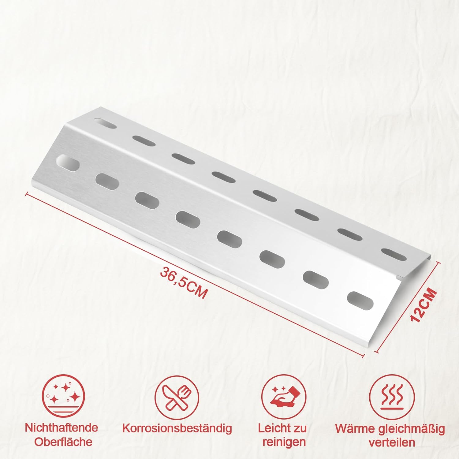 Detalle de 36,5 x 12 cm Edelstahl Brennerabdeckung – Universal Heizplatte Ersatzteil für Enders und Co.