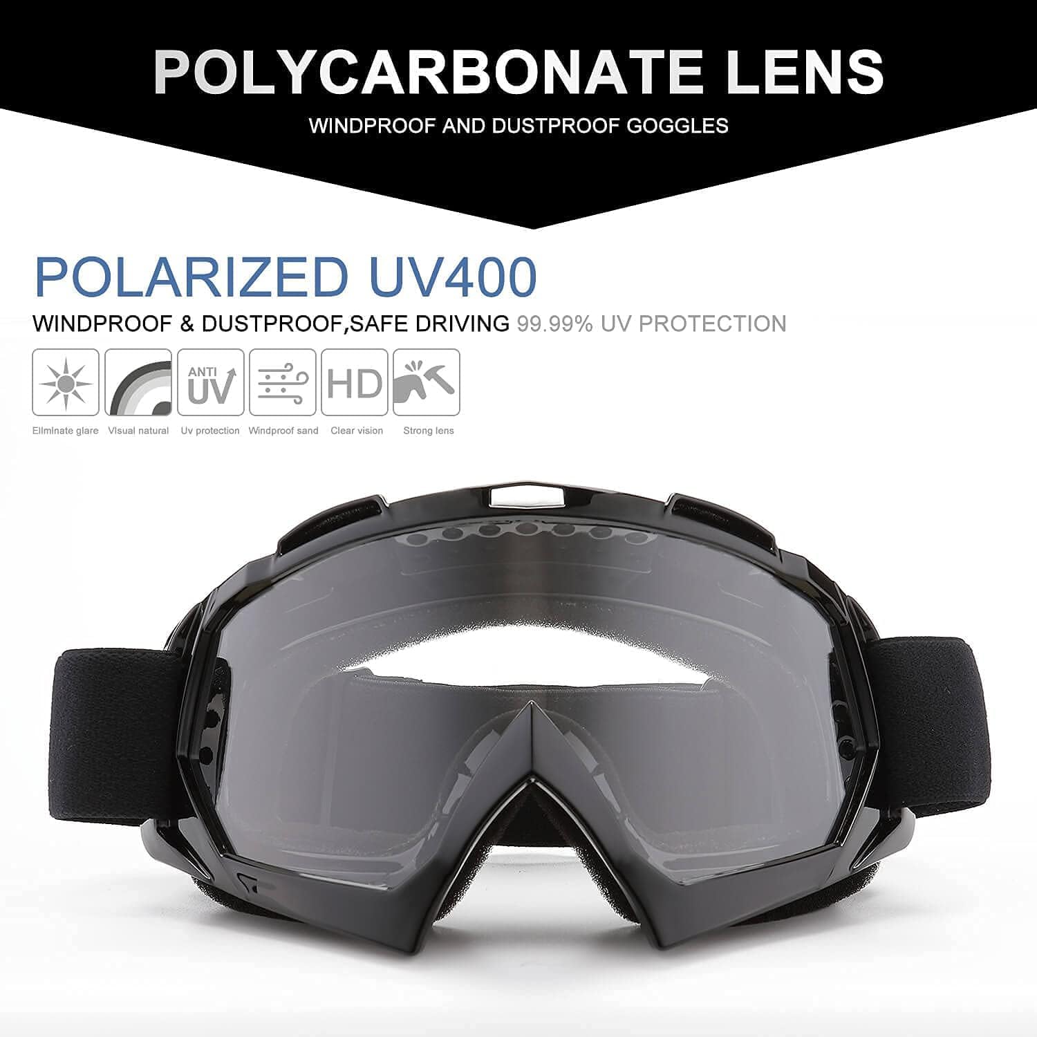 Detalle 2 de FMY Motorcycle Motocross Goggles for Men, Women & Youth – UV400, Anti-Scratch, Anti-Fog, TPU Frame