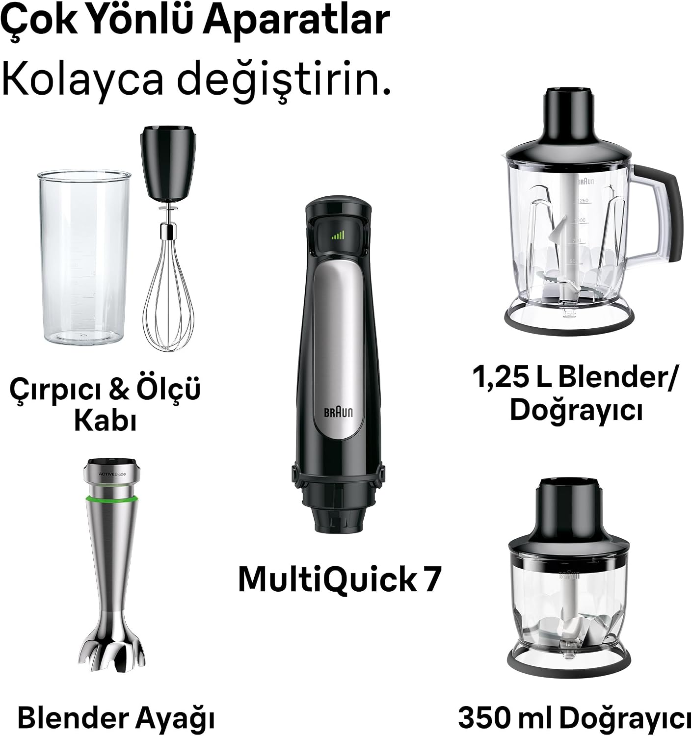 Thumbnail 3 de Braun MultiQuick 7 MQ7045 Hand Blender: Smart Speed, Splash Control and EasyClick Accessories
