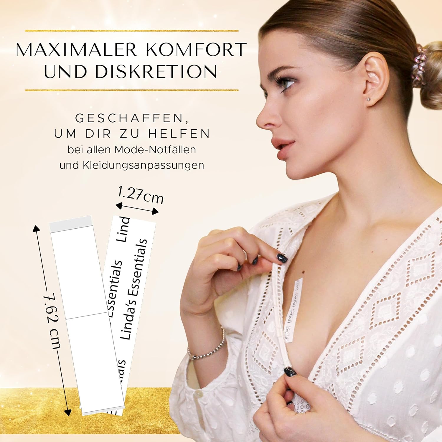 Detalle de Linda’s Essentials Fashion Tape doppelseitiges Klebeband für Kleidung, transparent – 100 Stück