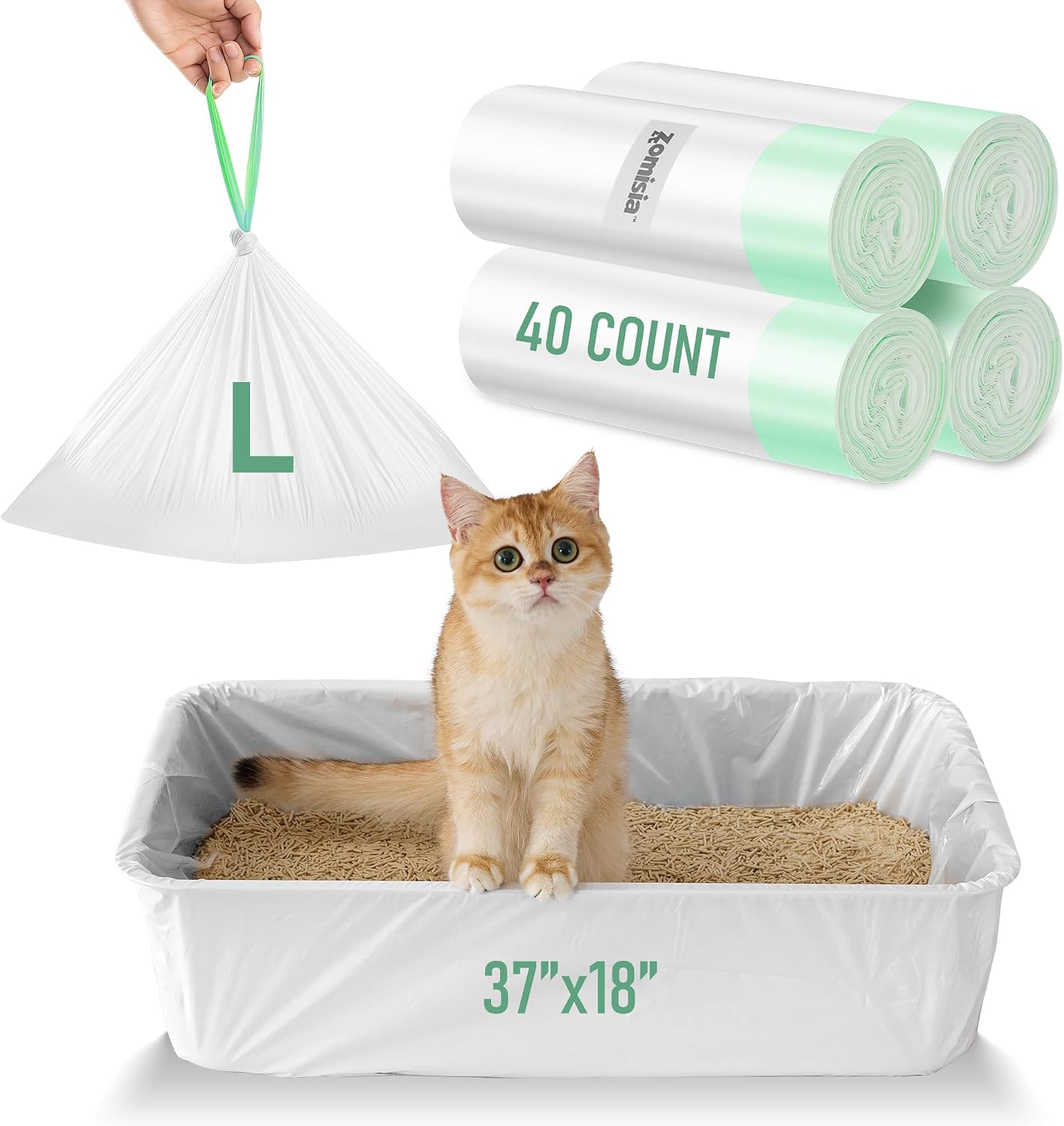 Detalle de ZOMISIA Large Cat Litter Box Liners, 37" x 18", 40 Count