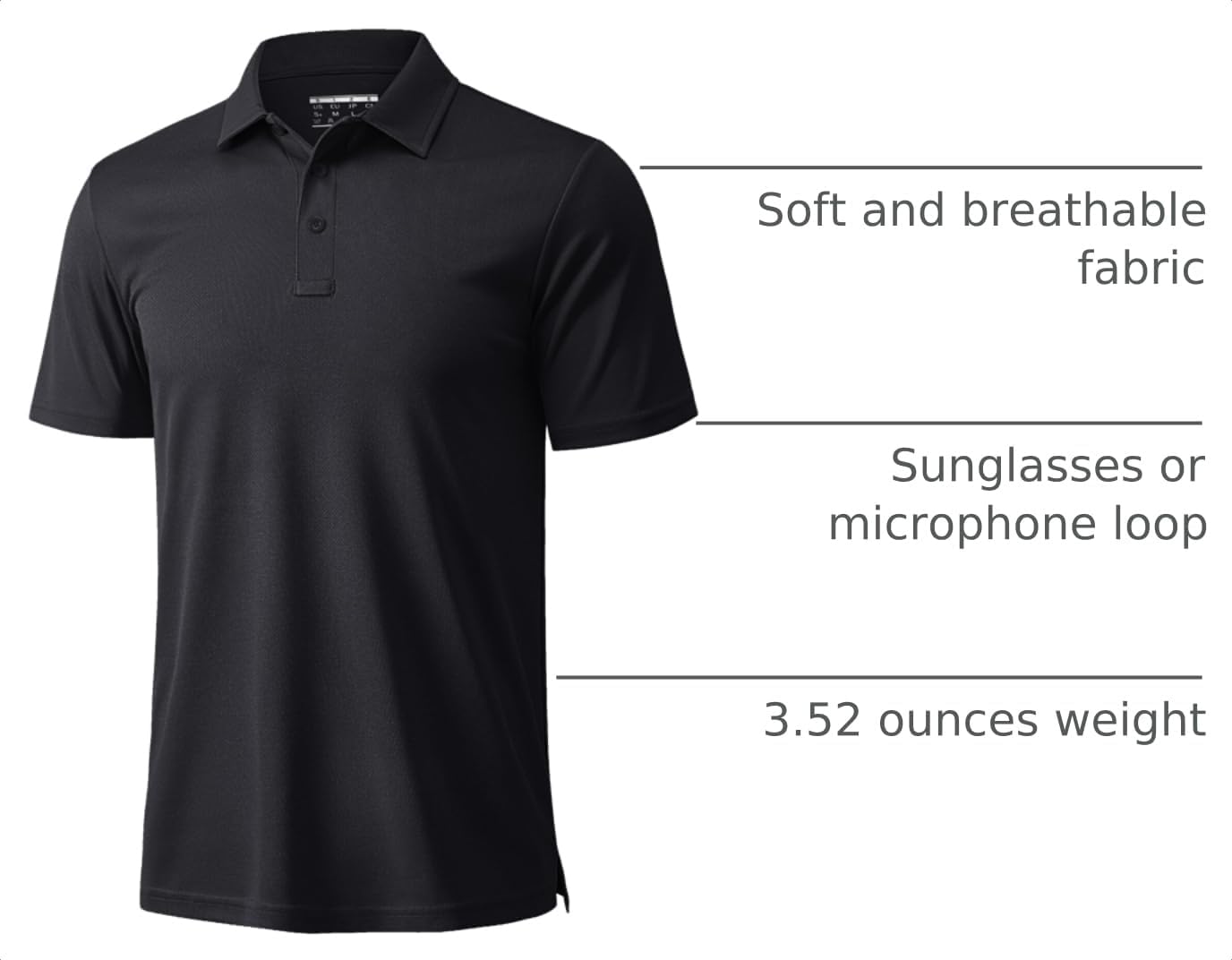 Thumbnail 3 de MAGCOMSEN Men’s Short Sleeve Golf Polo Shirt (Quick Dry, Moisture Wicking)