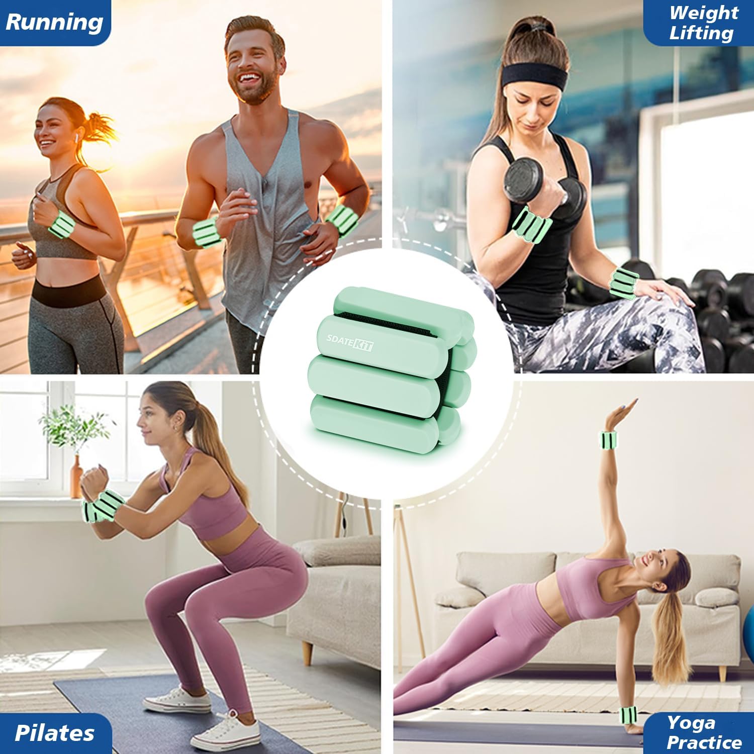 Thumbnail 6 de SDATEKIT Adjustable Silicone Wrist and Ankle Weights, 2 lb Pair