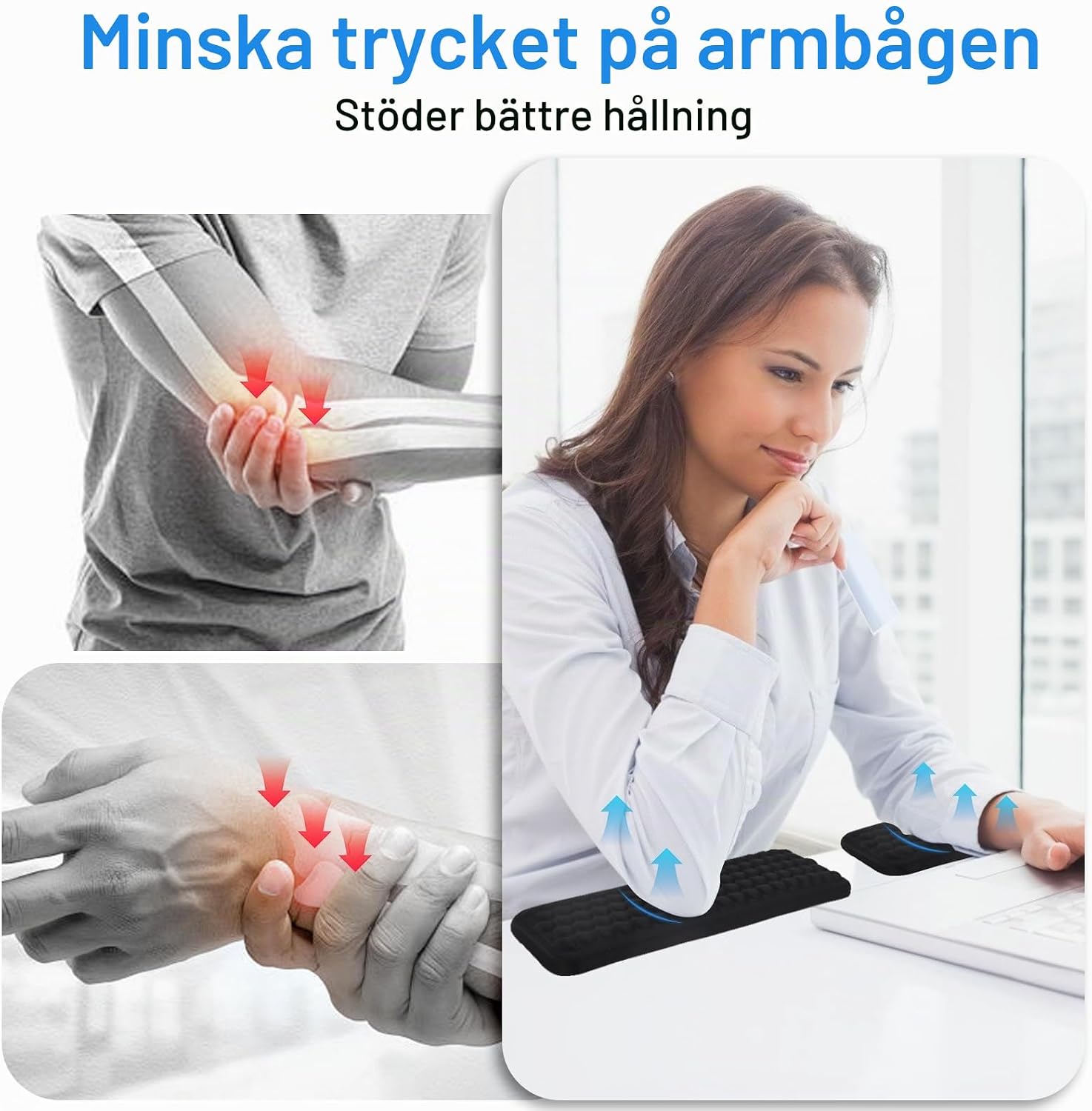 Thumbnail 4 de Jukibole handledsstöd för tangentbord, 2-delat med minnesskum, 30 x 10 cm