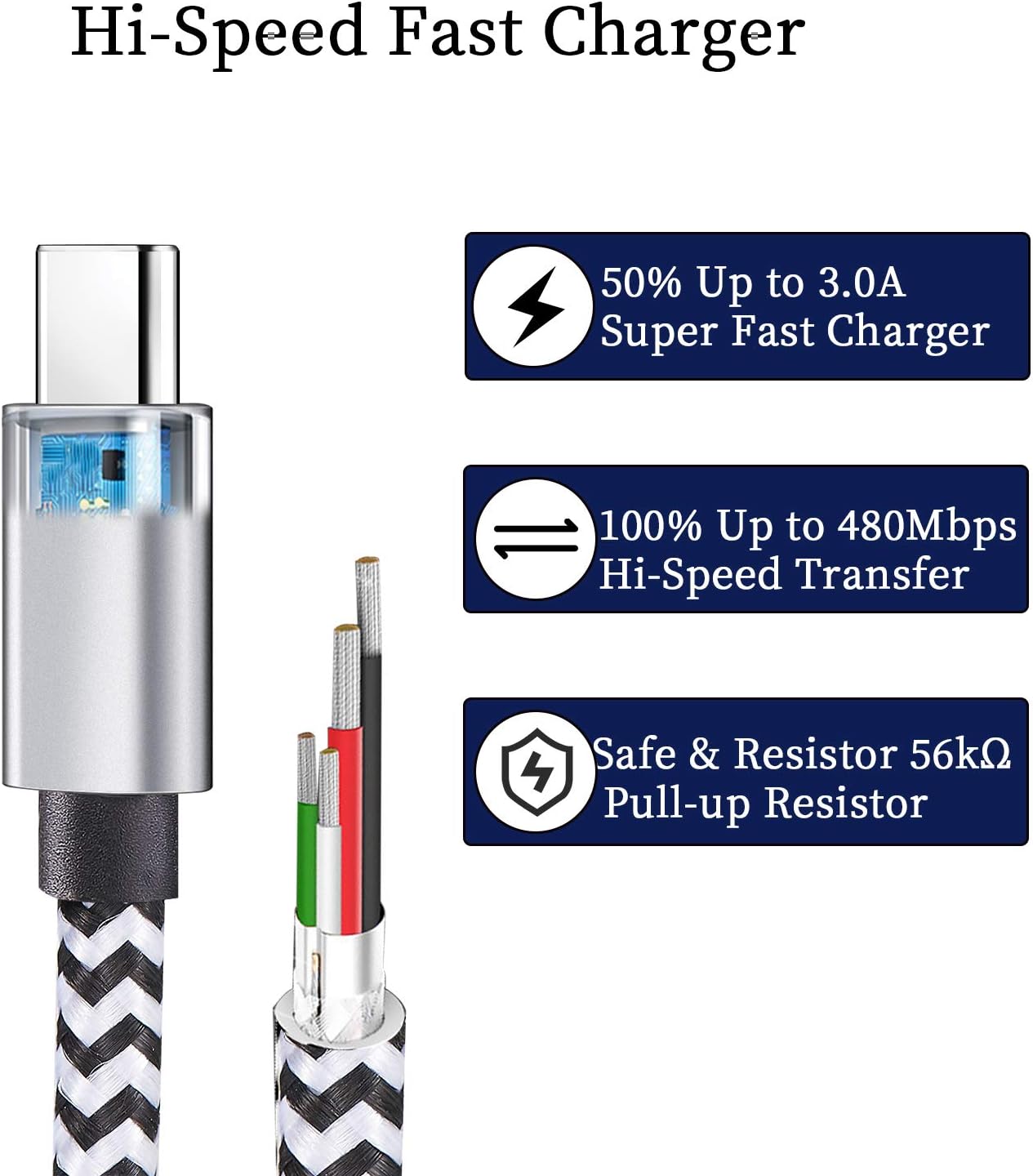 Thumbnail 3 de QQLIKE USB Type C Cable 6FT 5-Pack