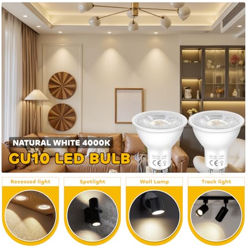 Detalle 2 de Caldarax Lampadine GU10 LED Spot 5W (Equivalenti a 50W) – 4000K, 500 lm, 120° • 10 pezzi