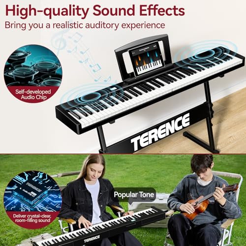 Detalle 2 de TERENCE 88 Tasten-Halbgewichtet Keyboard Piano mit faltbarem Design und 10W Lautsprechern